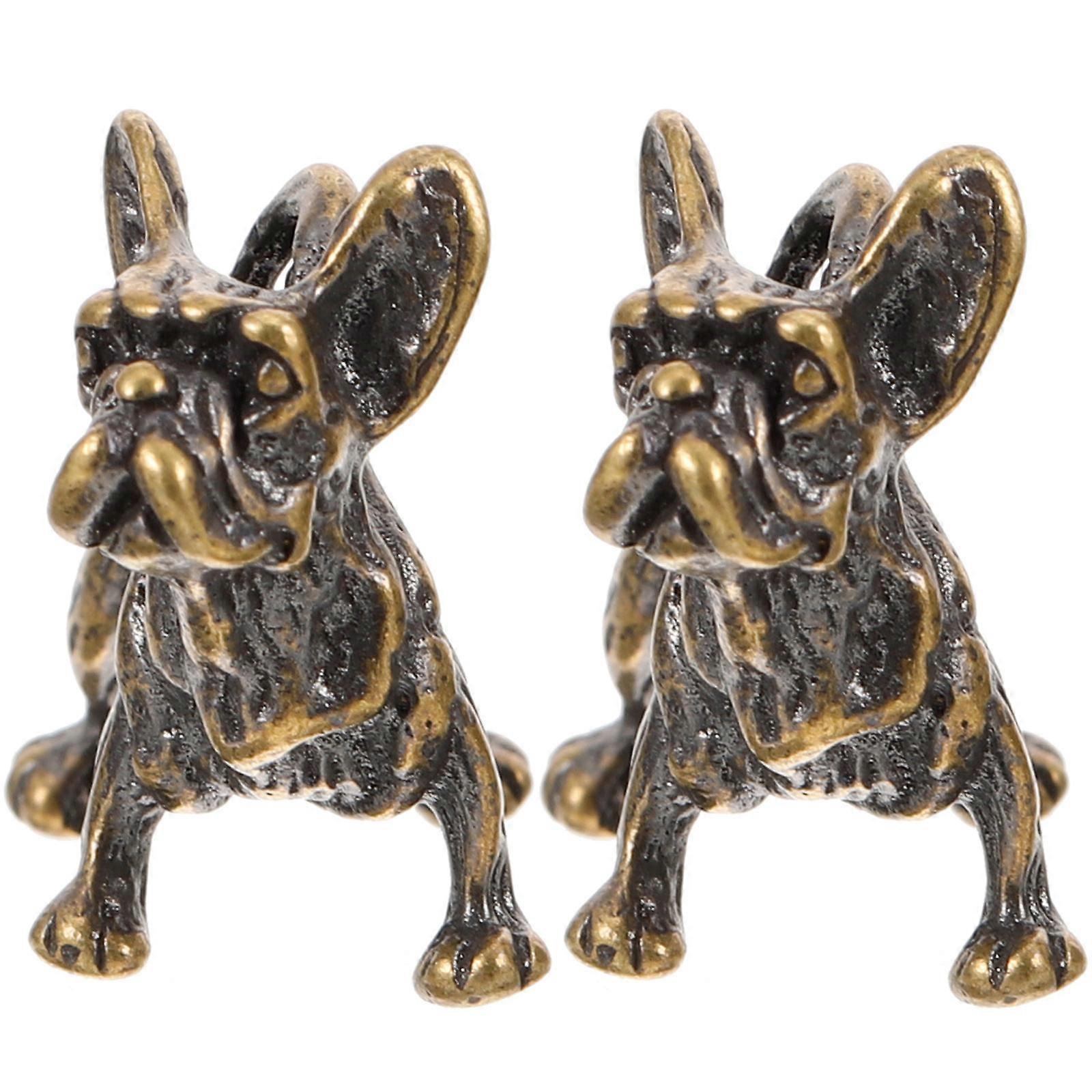 Copper Bulldog Pendant for Keychain Decor Dark Brown Small Charm Lightweight Portable
