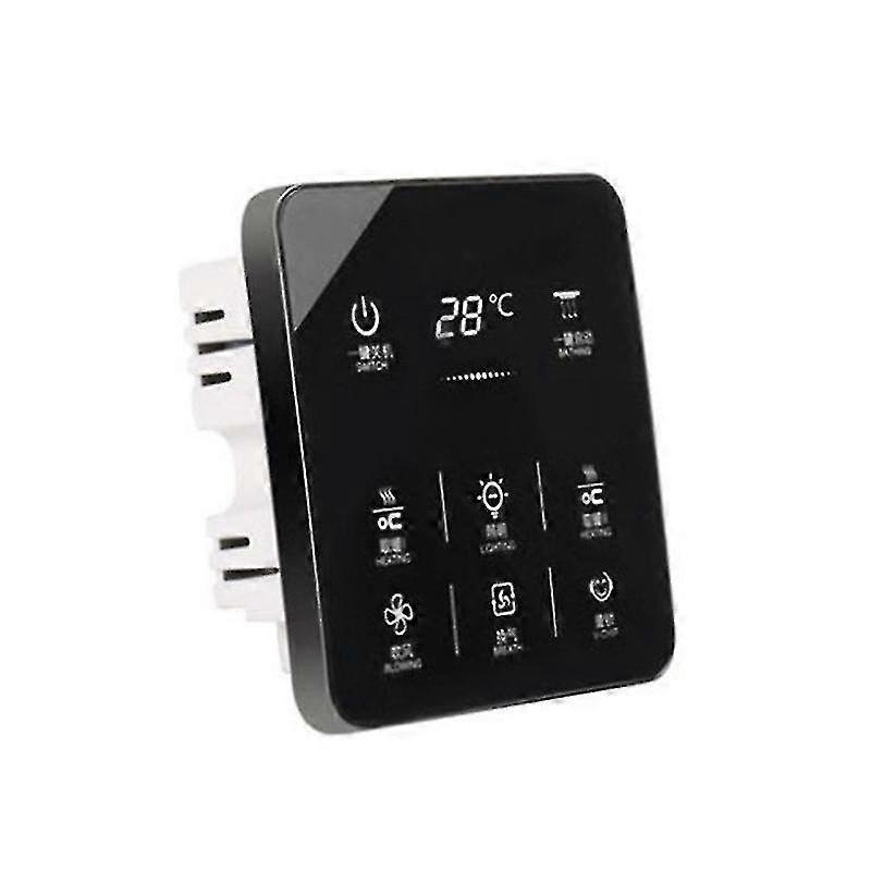 Intelligent touch screen eight - way switch for bathroom heater, PC material, Waterproof and dustproof, With child lock
