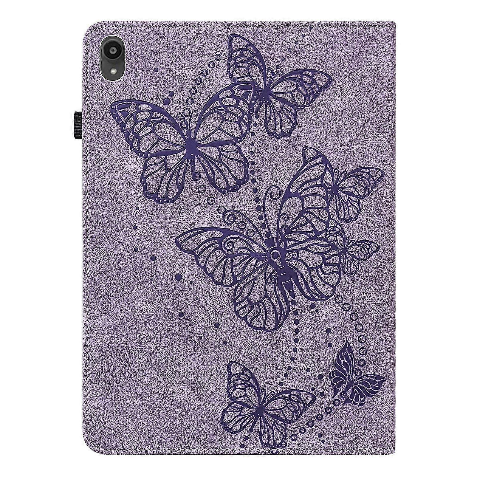 Tablet Case For Lenovo Tab P11 Plus Embossed Butterfly Pattern Leather Tablet Case(Purple)