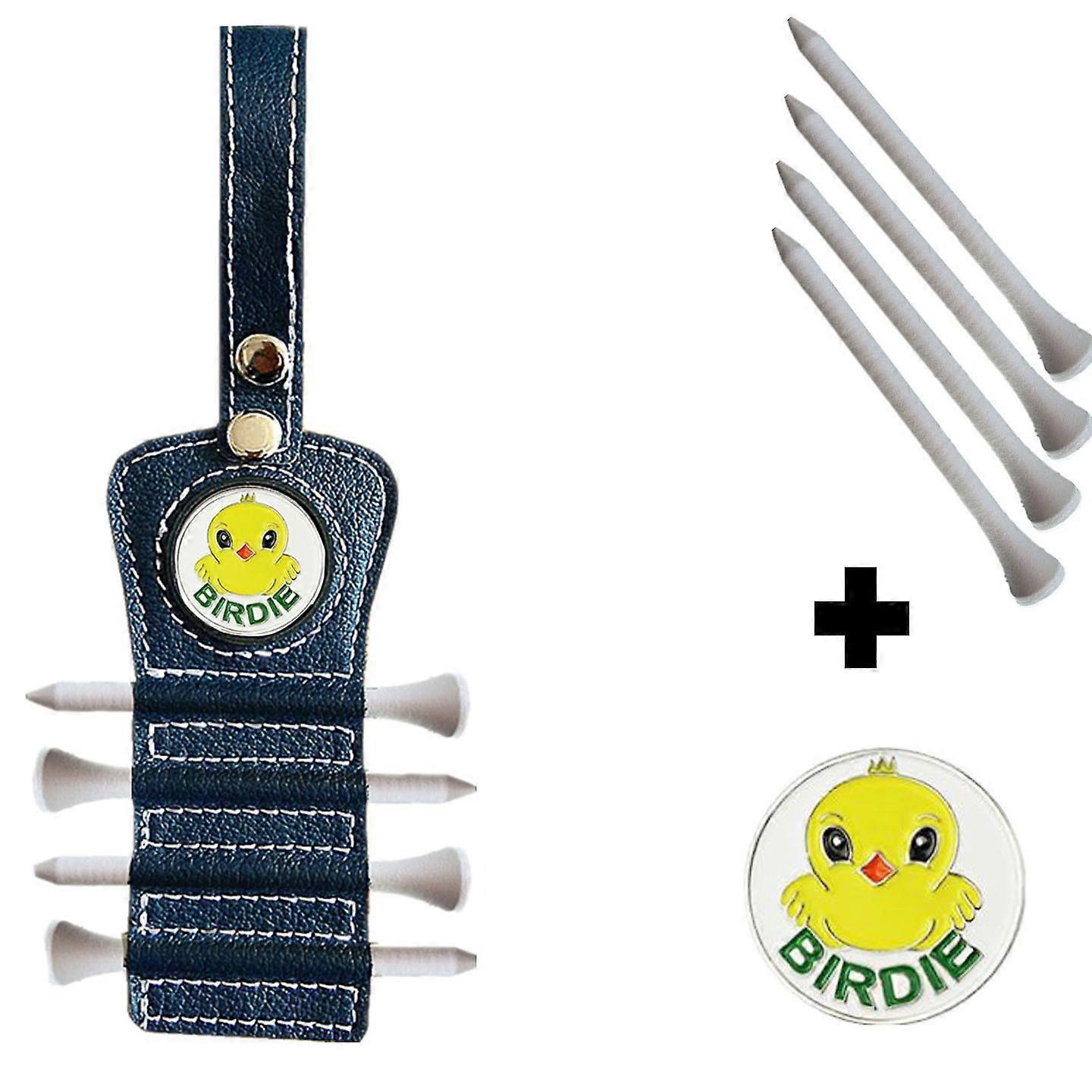 2 Pack Leather Golf Tee Holder with 4 Pcs Tees