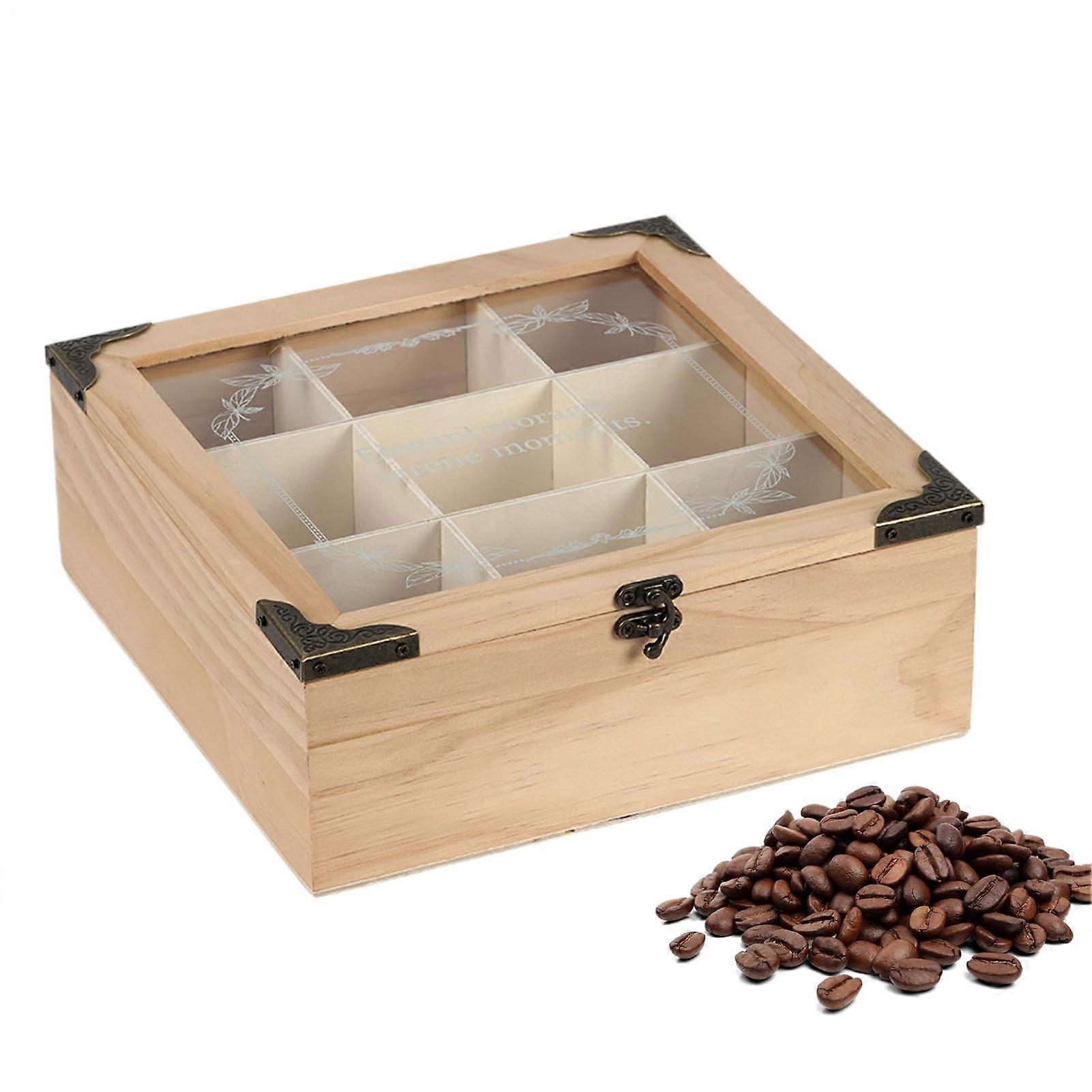 Organizer Tea Bag Holder With 9 Compartments Decorative Tea Canister Holder Multifunctional For Home Kitchen Office