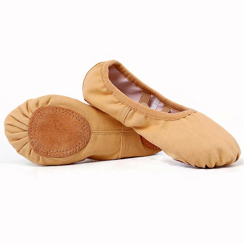 Light Brown Girls Dancing Shoes 1 Pair For Ballet Dance Yoga With Comfortable Breathable Design Size 37
