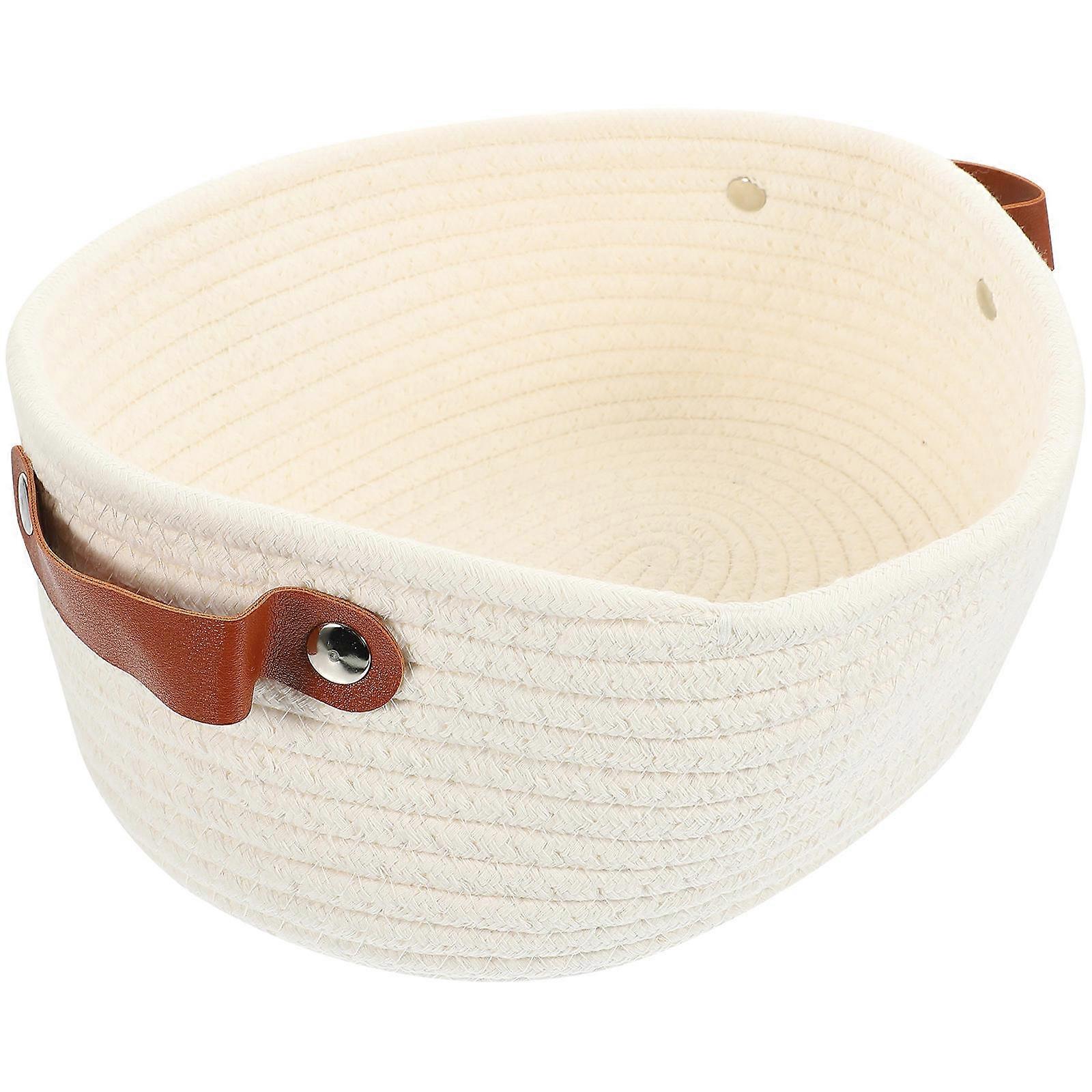 Rectangular Storage Basket With Handles Woven Cotton Rope For Families Office 1Pack