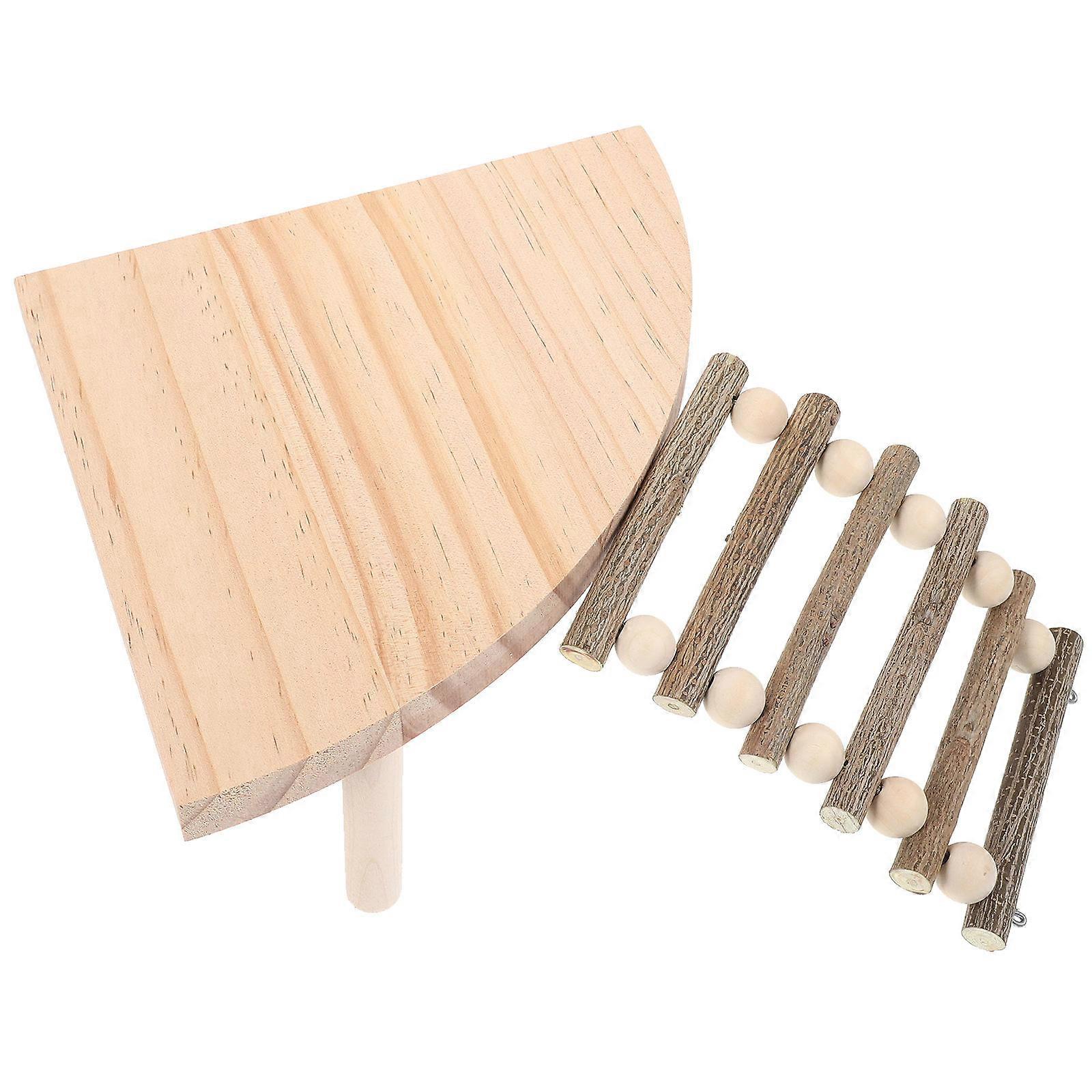 Wooden Hamster Platform with Ladder – Durable Solid Wood Stand for Guinea Pigs, Gerbils, Rats, and Parrots – Stable Climbing Ramp for Physical