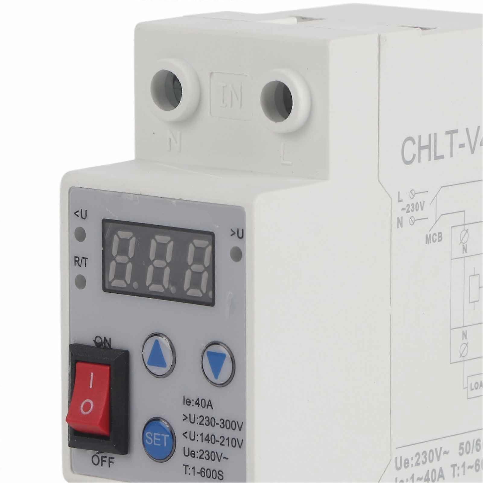 Over Under Voltage Protective Device Digital Display Protector Adjustable Auto Reset 230V