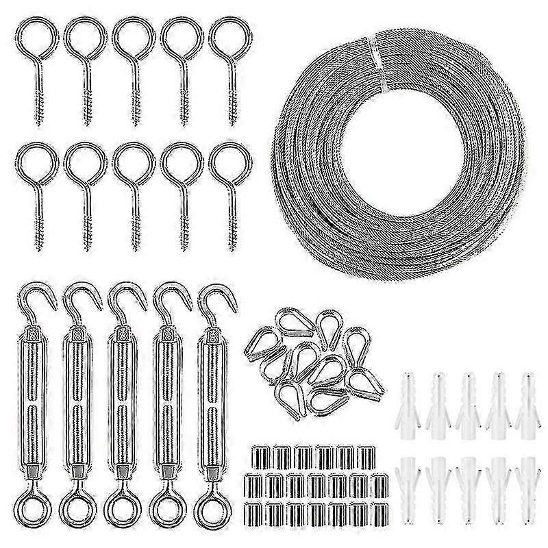 Stainless Steel Rope Hanging Kit, Garden Wire / Cable Hanging Kit / Outdoor Fairy Lights Fence Roll (30m)
