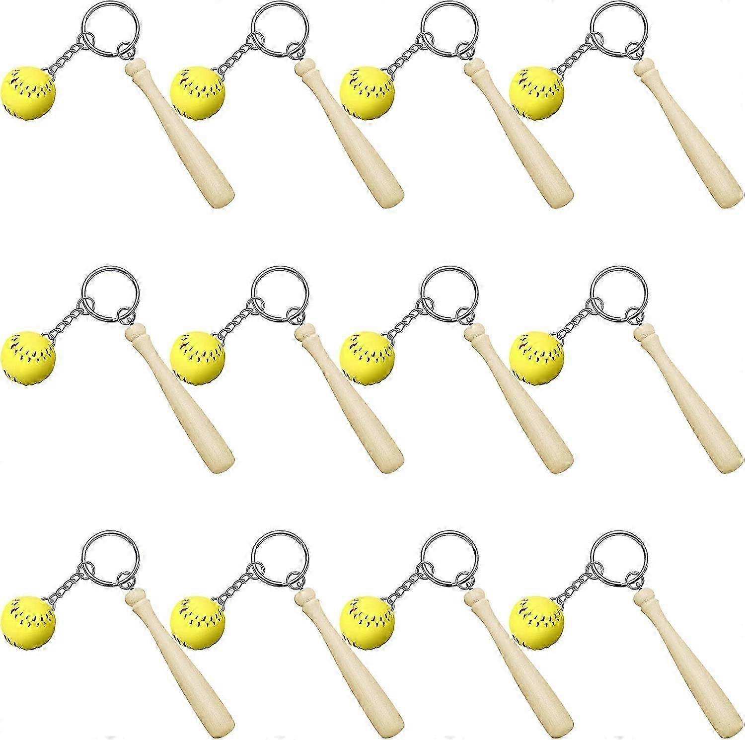 Softball Keychain Mini Wooden Bat Softball Keyring Softball Keychains for Girls Team Softball Sports Party