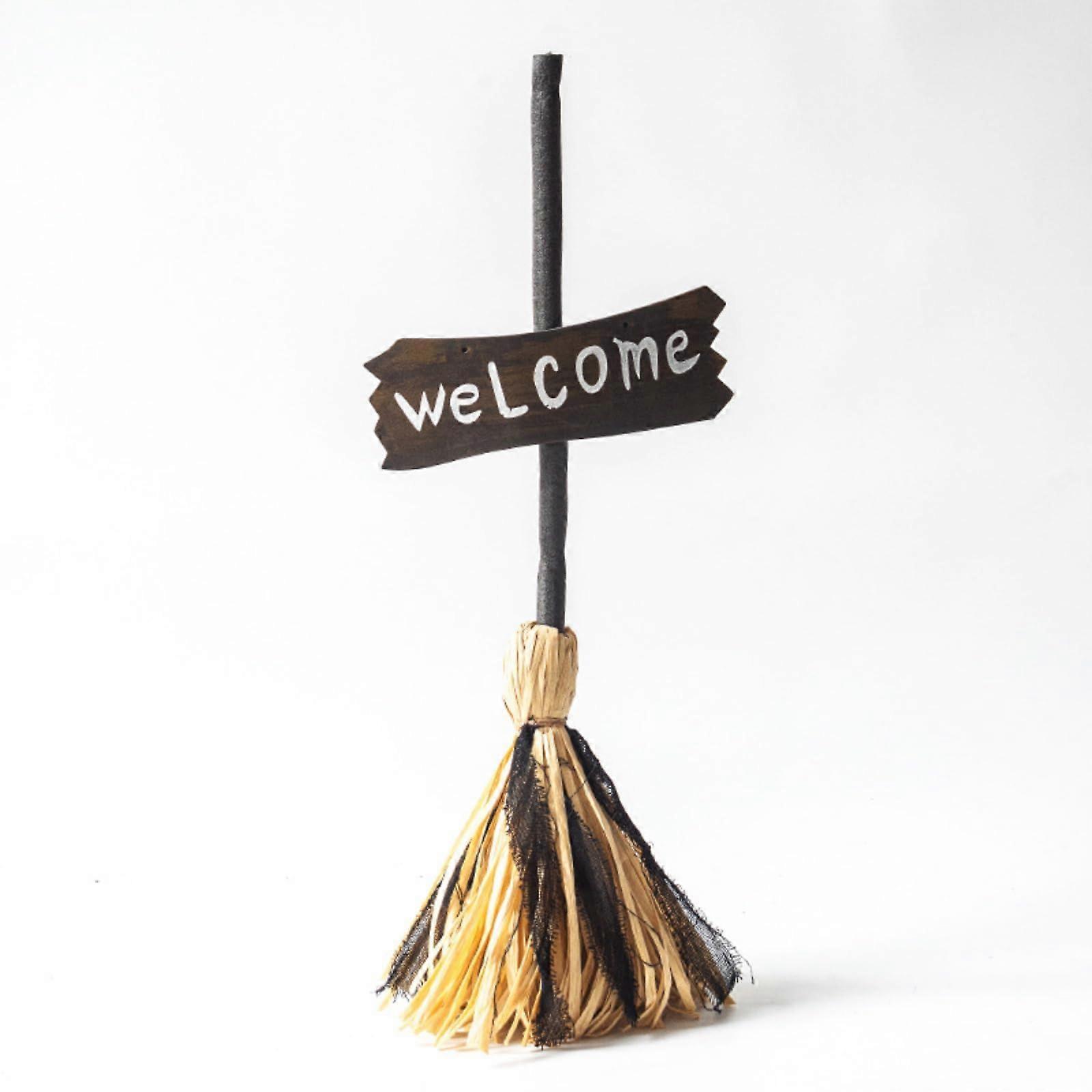 Floating Witch's Broom Halloween Decoration with Spooky Sounds, Animated Moving Broomstick for Indoor Party, 1PC