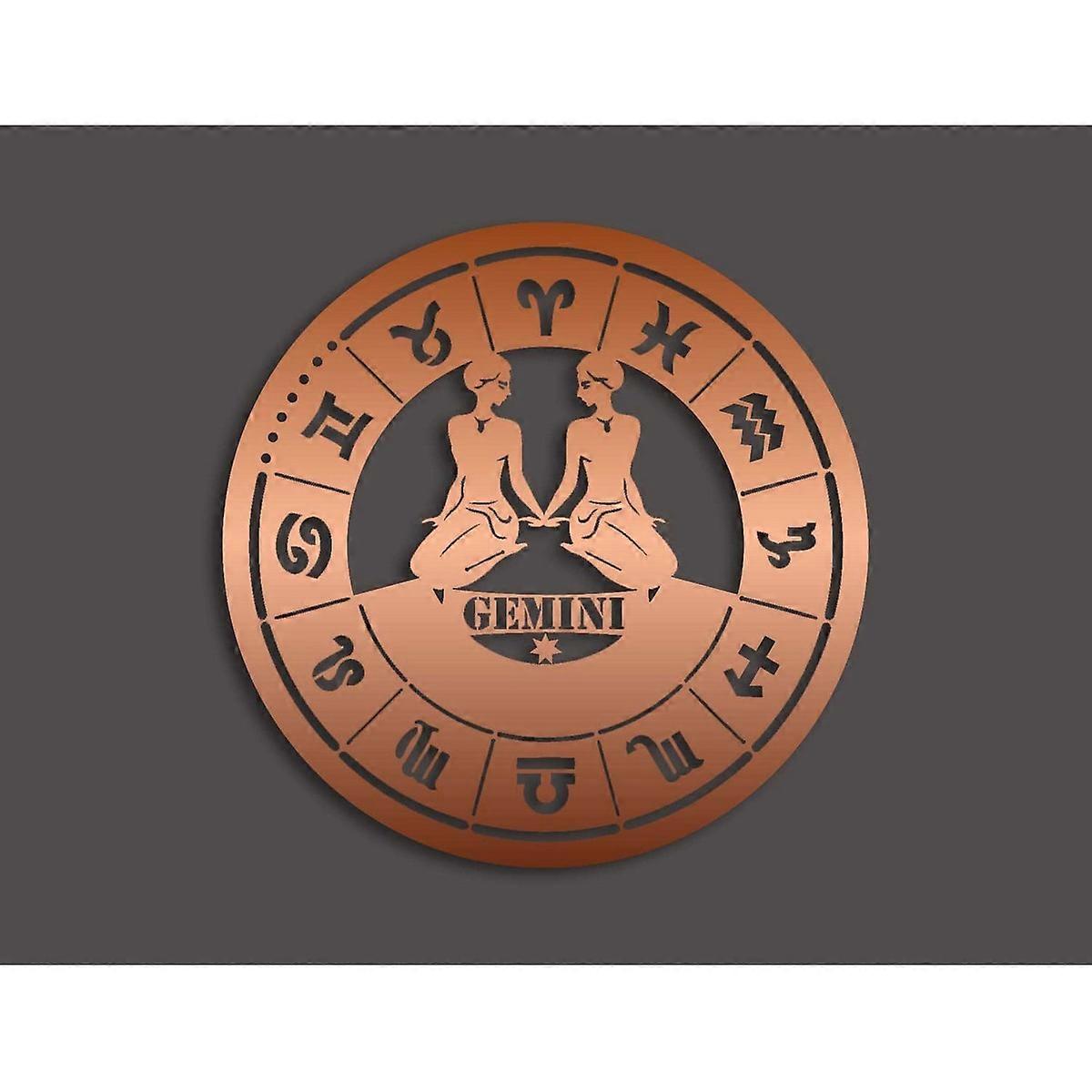 Decorazione in Metallo Oroscopo Gemelli 1, Rame, Metallo, 50x0,15x50 cm