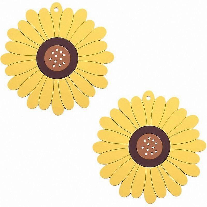 Silicone Heat-Resistant Trivet with Floral Design, Non-Slip Flexible Mat for Hot Dishes, Set of 2 (195mm)