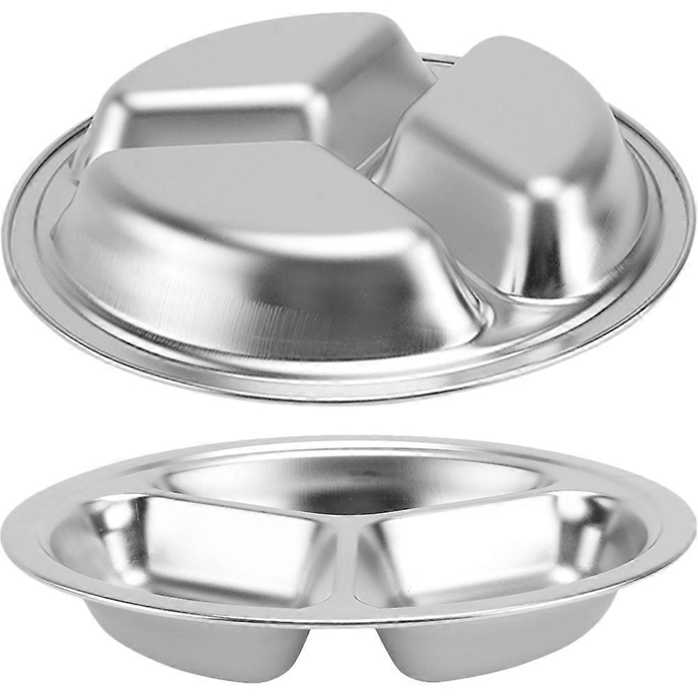 2 Pcs Stainless Steel Rectangular Divided Tray for Home Use Silver Food Serving 12. .5 Inches