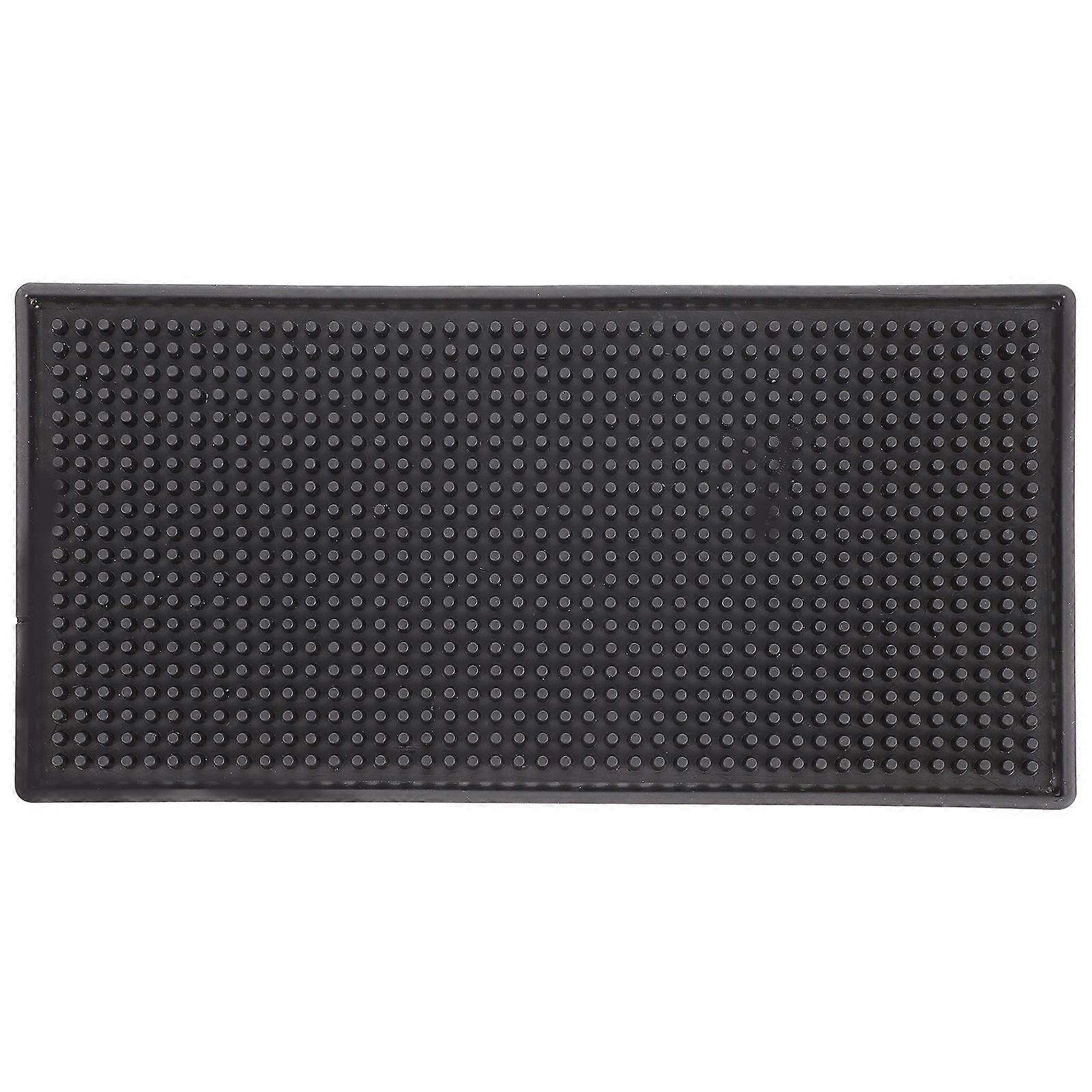 Cup Coaster Thick Silicone Mat for Bar Rectangle-Shaped Black Pvc Effective Draining 1Pcs