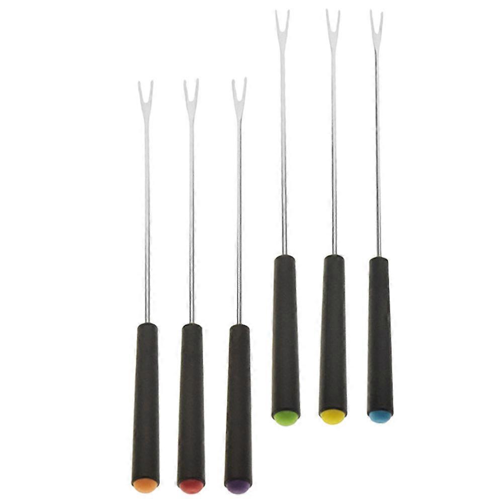 Bbq Forks Stainless Steel Meat Fork Parties Camping Trip Multi Color Pp Material 6Pcs