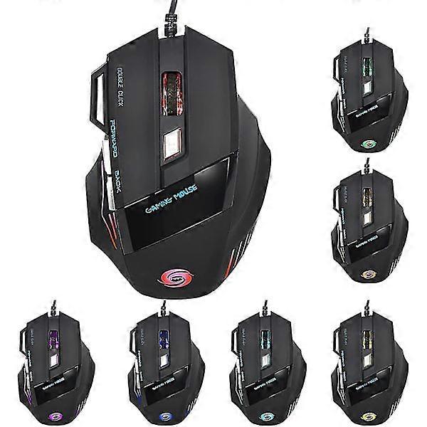 Wired Gaming Mouse 5500 dpi 7-Button Desktop Computer Notebook Gaming Mouse Color Change Light Effect USB Interface Mouse