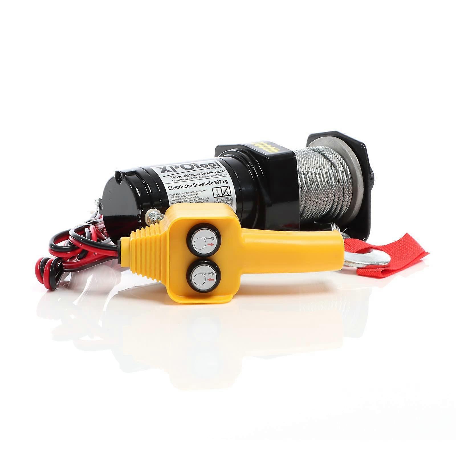 Electric Cable Winch 907kg 12V Winch Haulage with 12.5m Steel Cable 1hp Motor Winch Offroad 63491