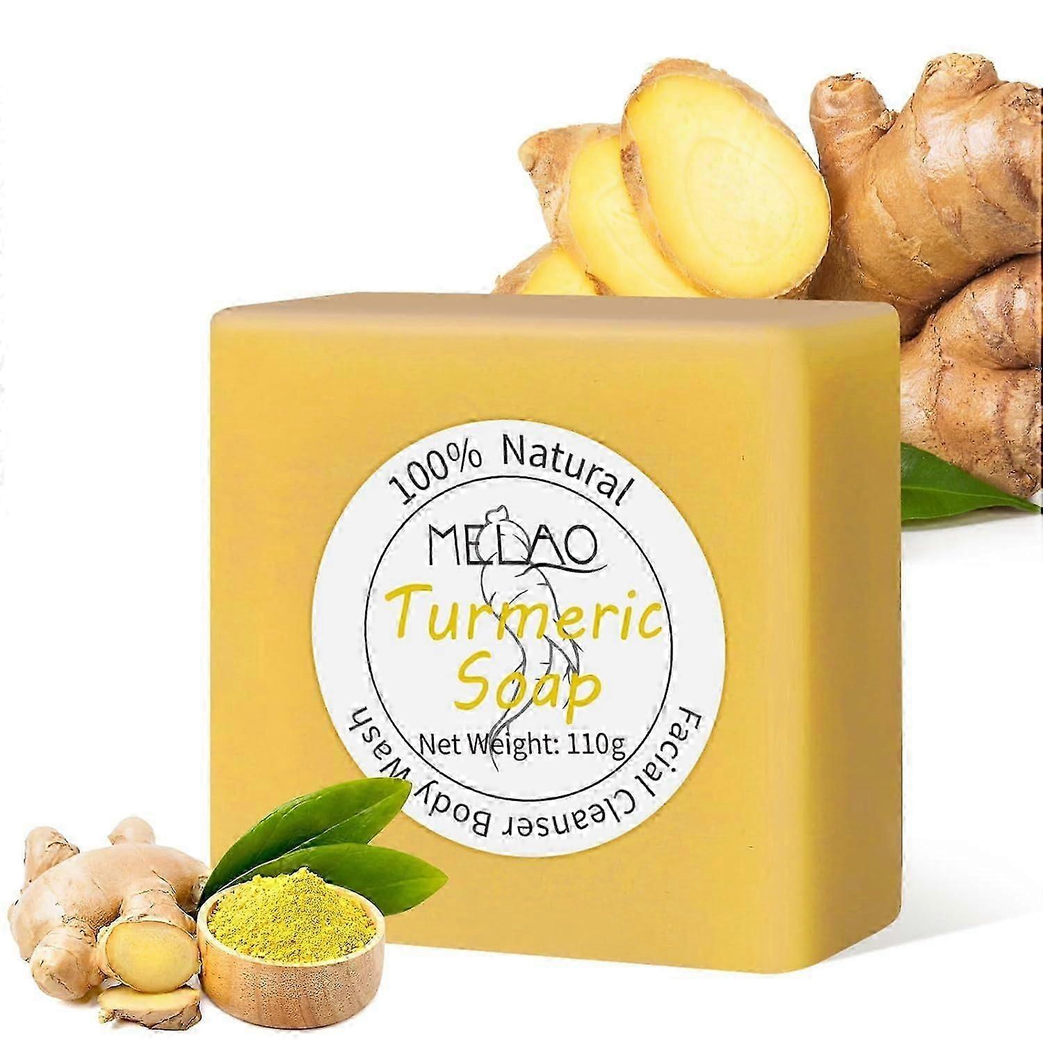 Turmeric Soap Bar, 110g Turmeric Soap for Face & Body, Natural Handmade Soap Sensitive Skin Formula, Cleansing & Moisturising
