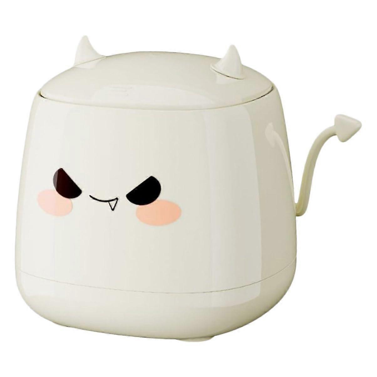 Desk Bin Lid Mini Desktop Trash Can Small White Dustbin Lid for Office and Home Use Cute Compact Design