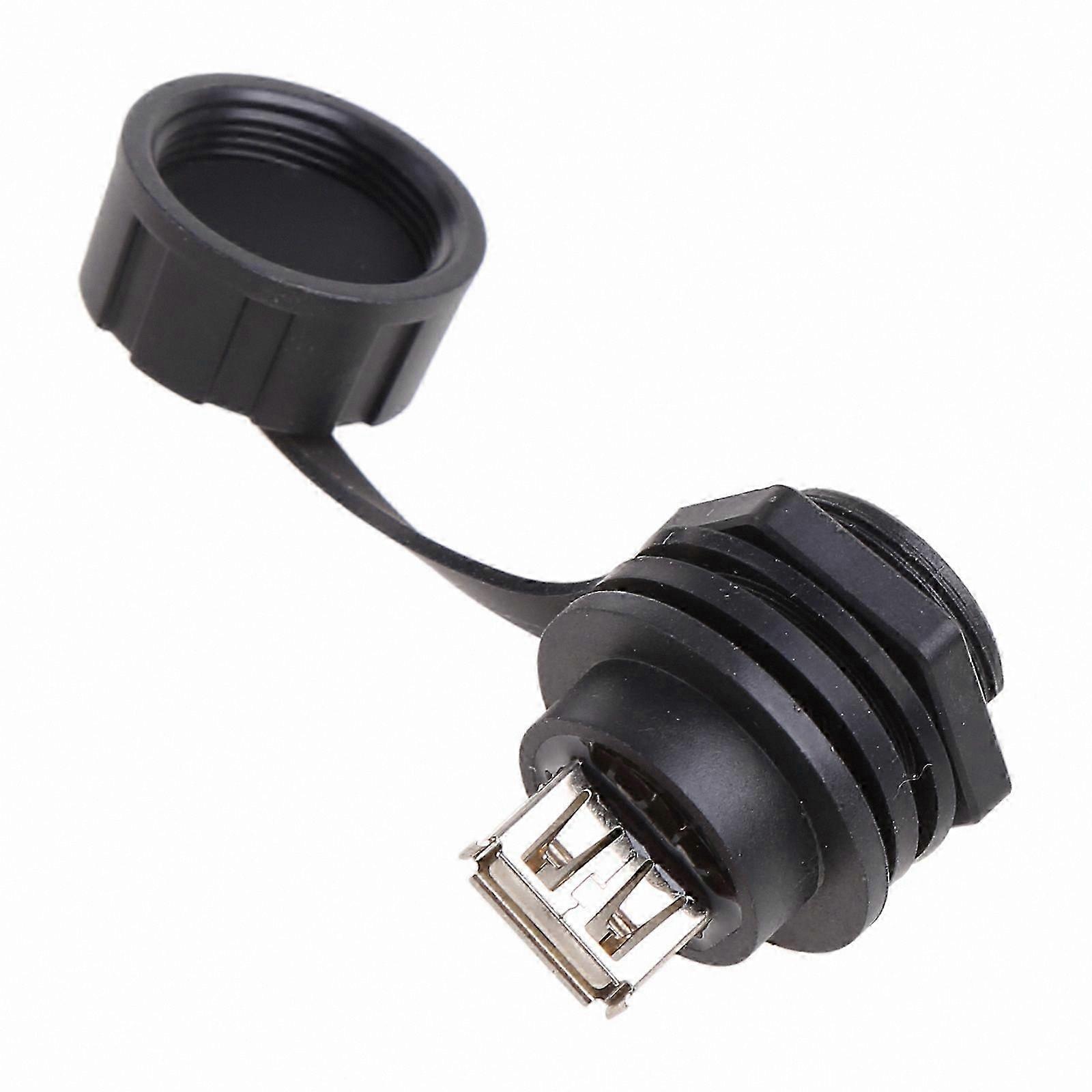 Waterproof USB 2.0 Female Panel Mount Socket with Cap IP67 Plug Connector
