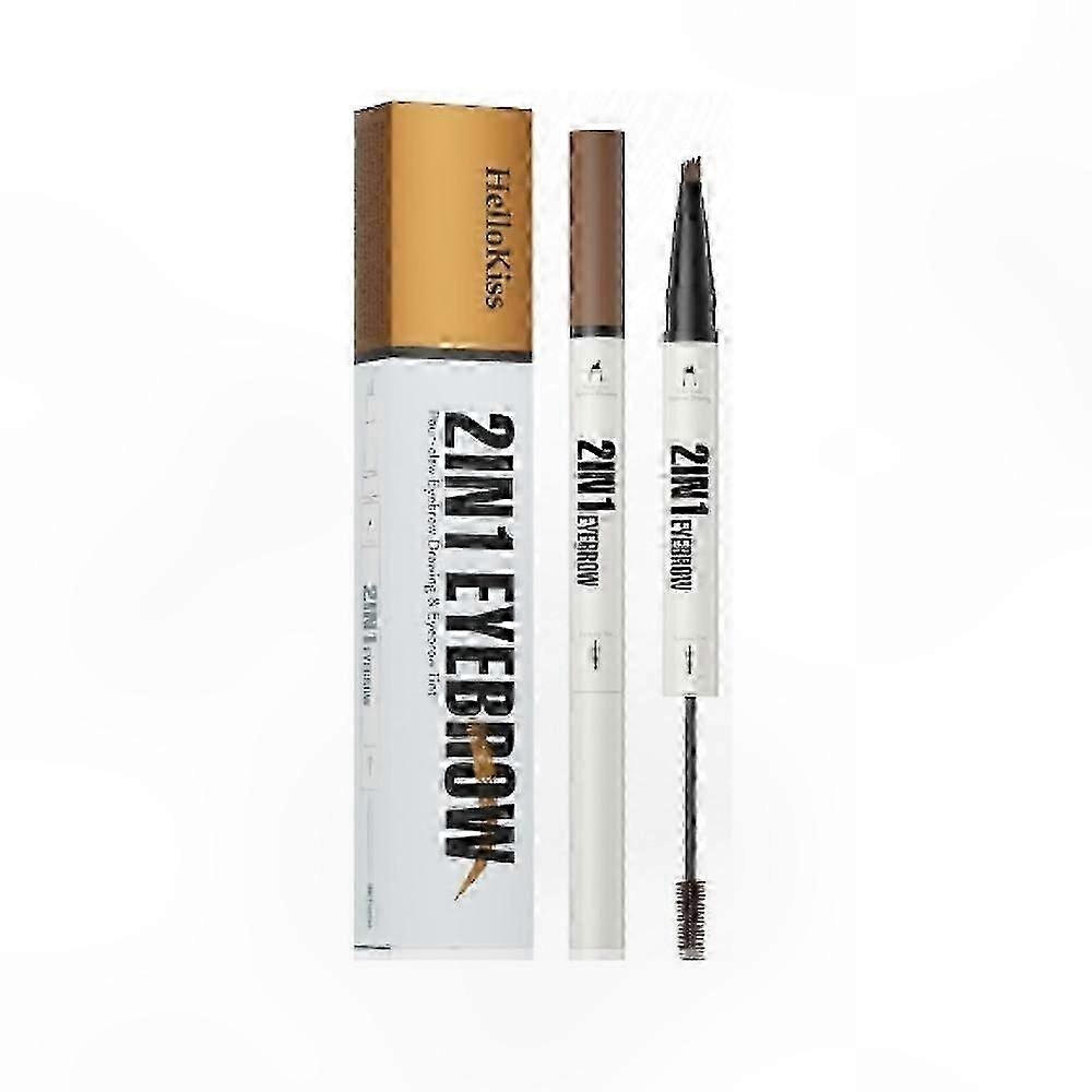 Dual-Ended Brow Pencil with Gel and Brush, 3D Microblade Effect, Four-Tip Precision Tool for Natural-Looking Brows