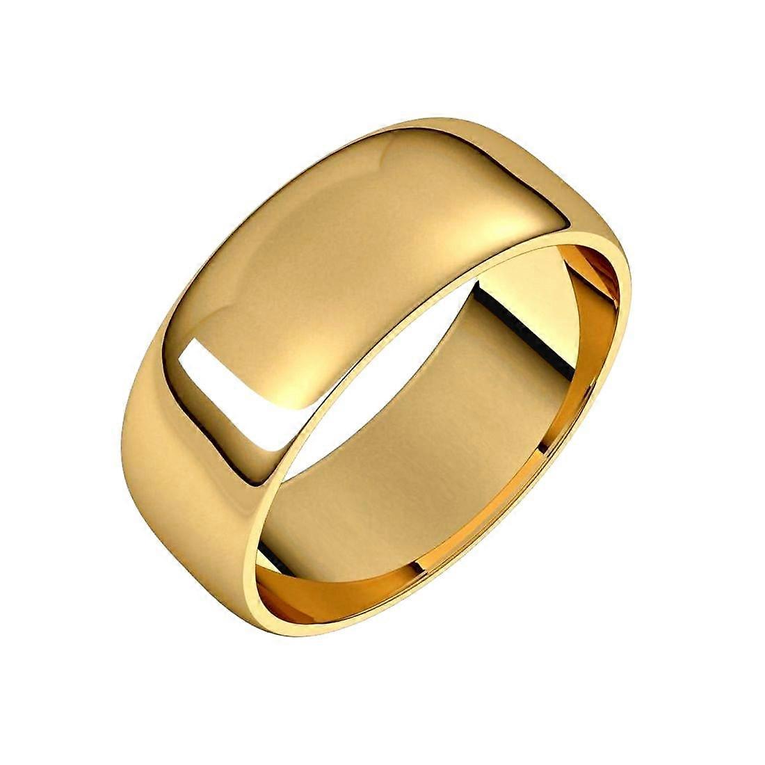 Or jaune 10 carats 7 mm demi-rond léger bague11-Band style-Ring pour femmes et hommes