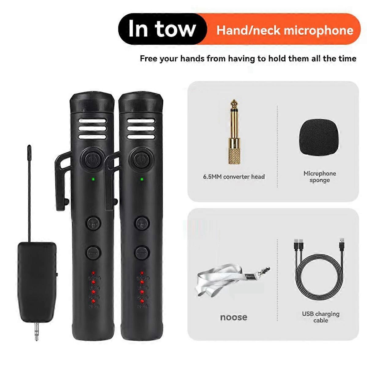 Neck-Hanging Microphone with 6.5mm Converter Adapter Wireless Teaching Microphone Outdoor Live Broadcast Microphone