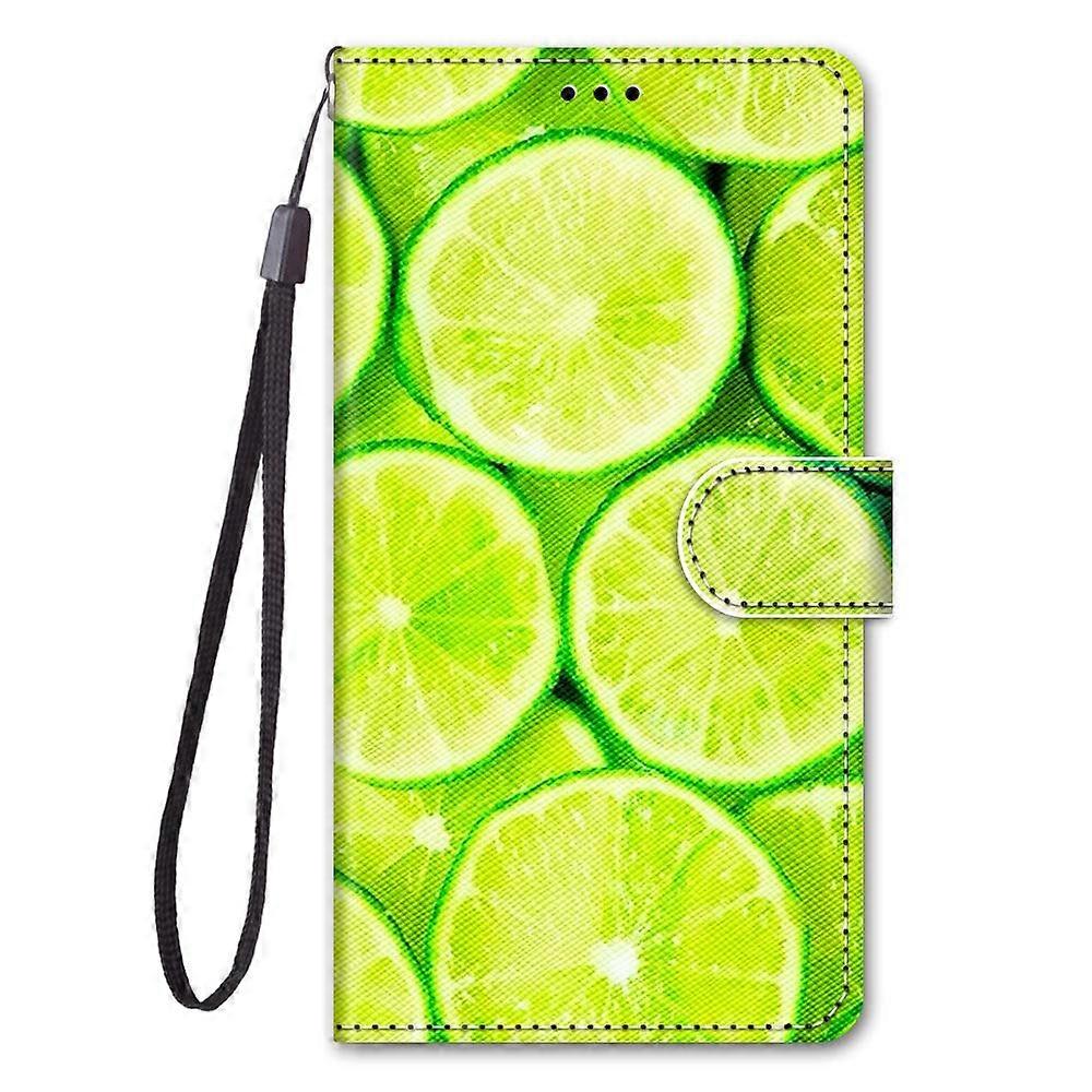 Case for Moto E22i/E22 Lime Leather Wallet Stand Case Flip Case With Card Slots Magnetic Stand