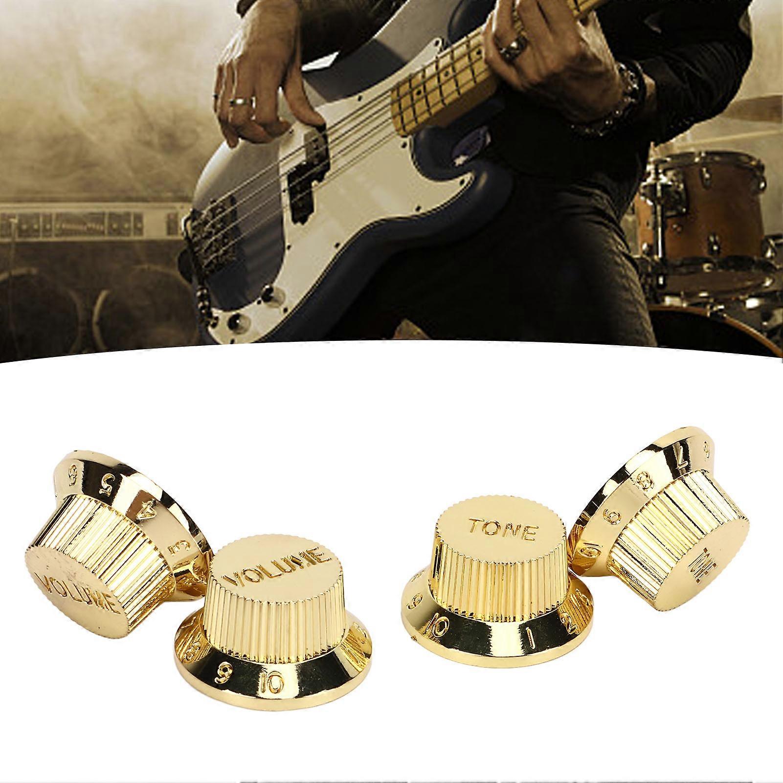 4Pcs Electric Bass Potentiometer Knobs Gold Plastic Volume Tone Set