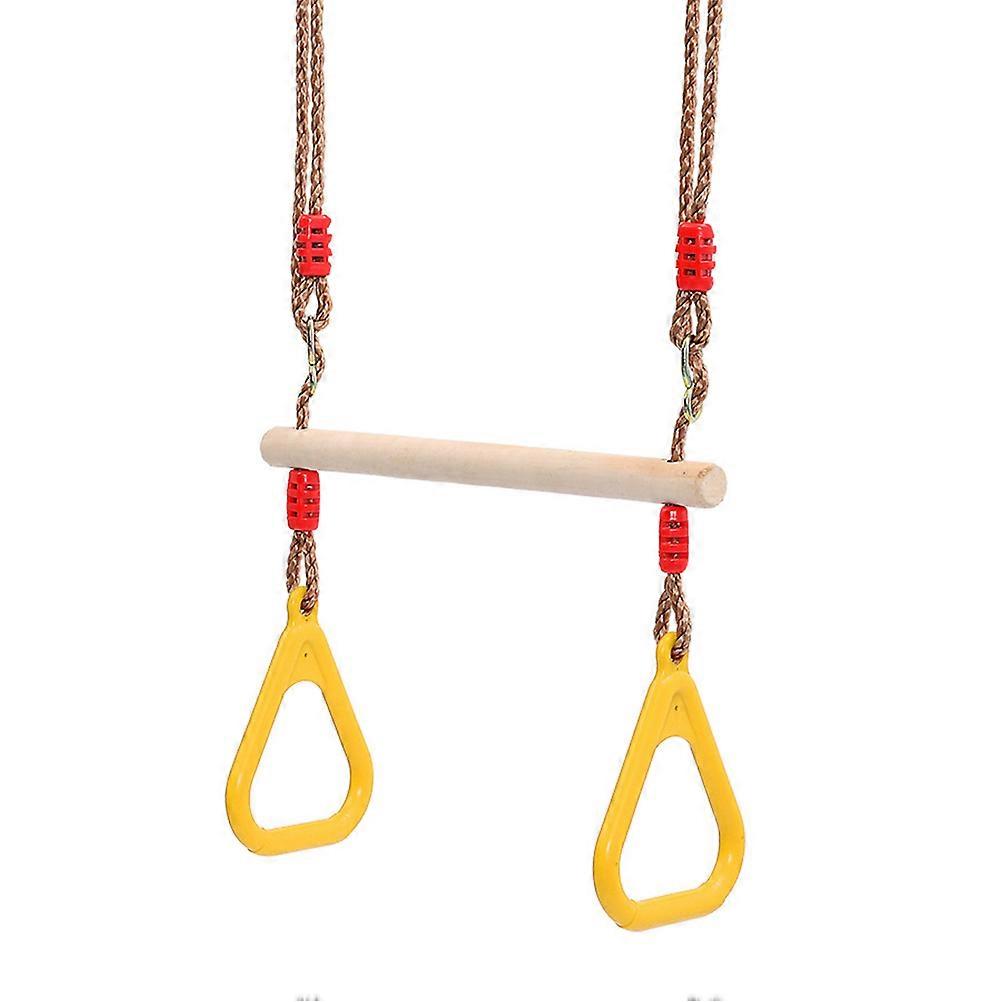 Wooden Shape Swing Bar with Adjustable Rope for Adults Garden Playground Gym Red 1 Set