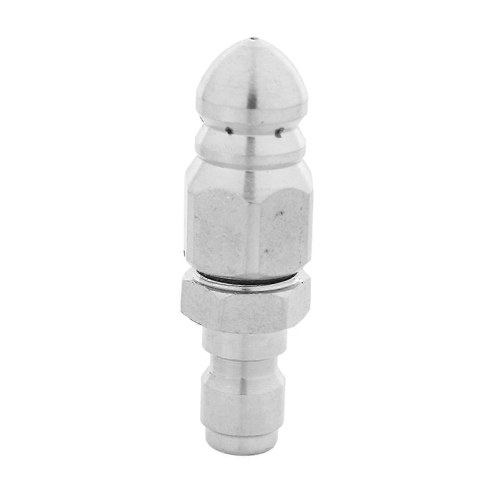 Sewer jet nozzle compatible with pressure washers, with 1/4" quick-connect