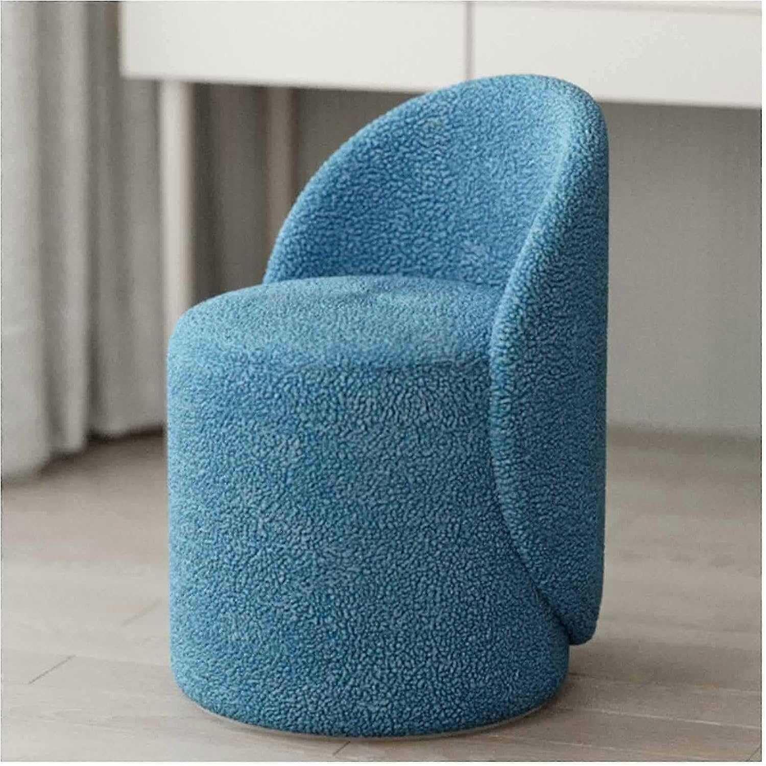 Faux Lamb Velvet Dressing Table Chair With Backrest  Soft Padded Makeup Chair