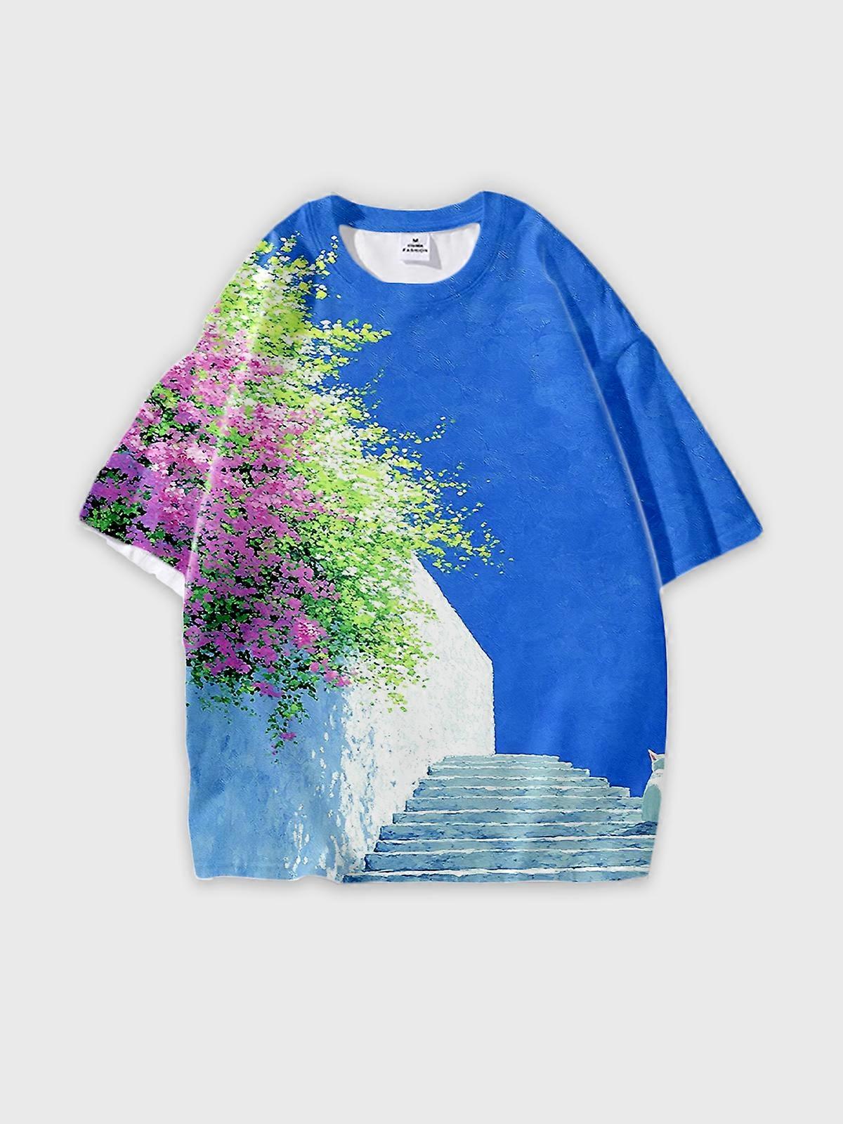 T-Shirt Short Sleeve Round Neck, Summer Casual Loose Graphic Tee, Unisex Pattern W997