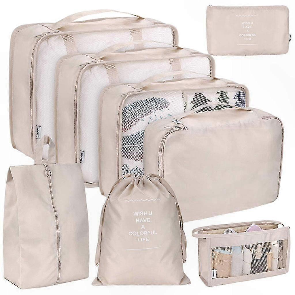 Travel Packing Cubes Set of 8 for Clothes Organization and Storage Solutions