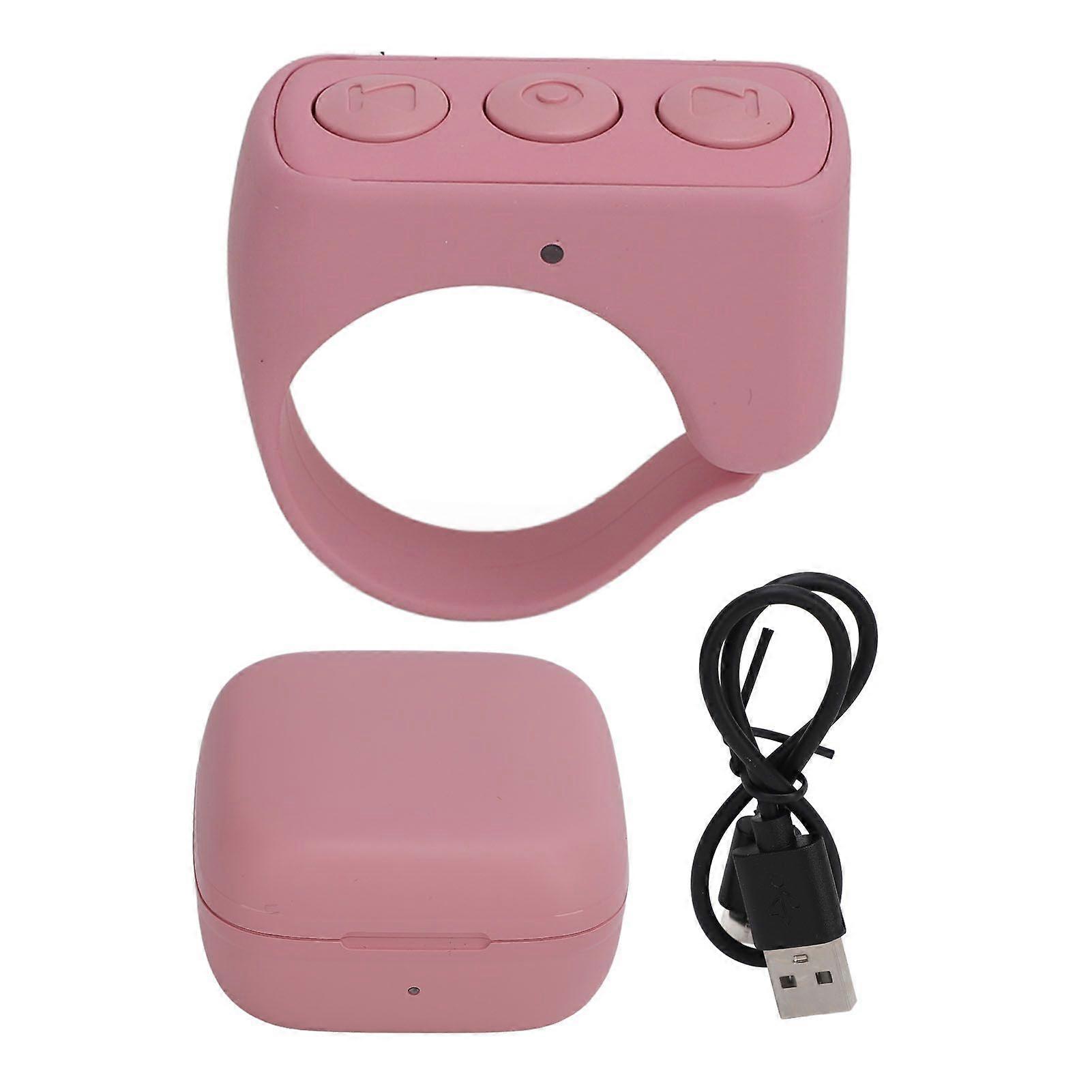 Remote Control App Page Turner Bluetooth Connection Wearable Smart App Scrolling Ring for IOS for Android Pink