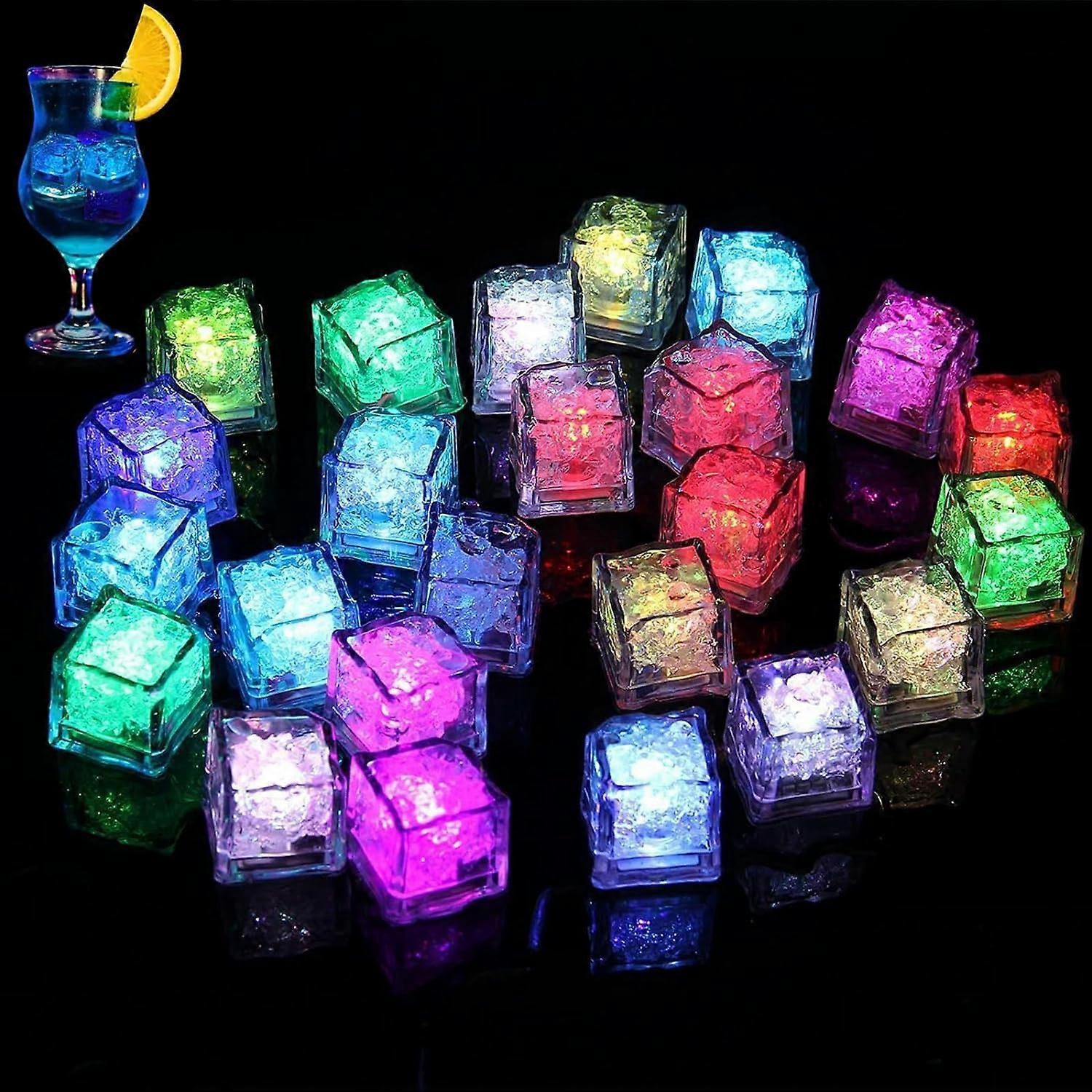 Light Up Ice Cubes 24Pack, Multicolor LED Ice Cubes for Drinks With Changing Lights, IP67 Waterproof Reusable Glowing