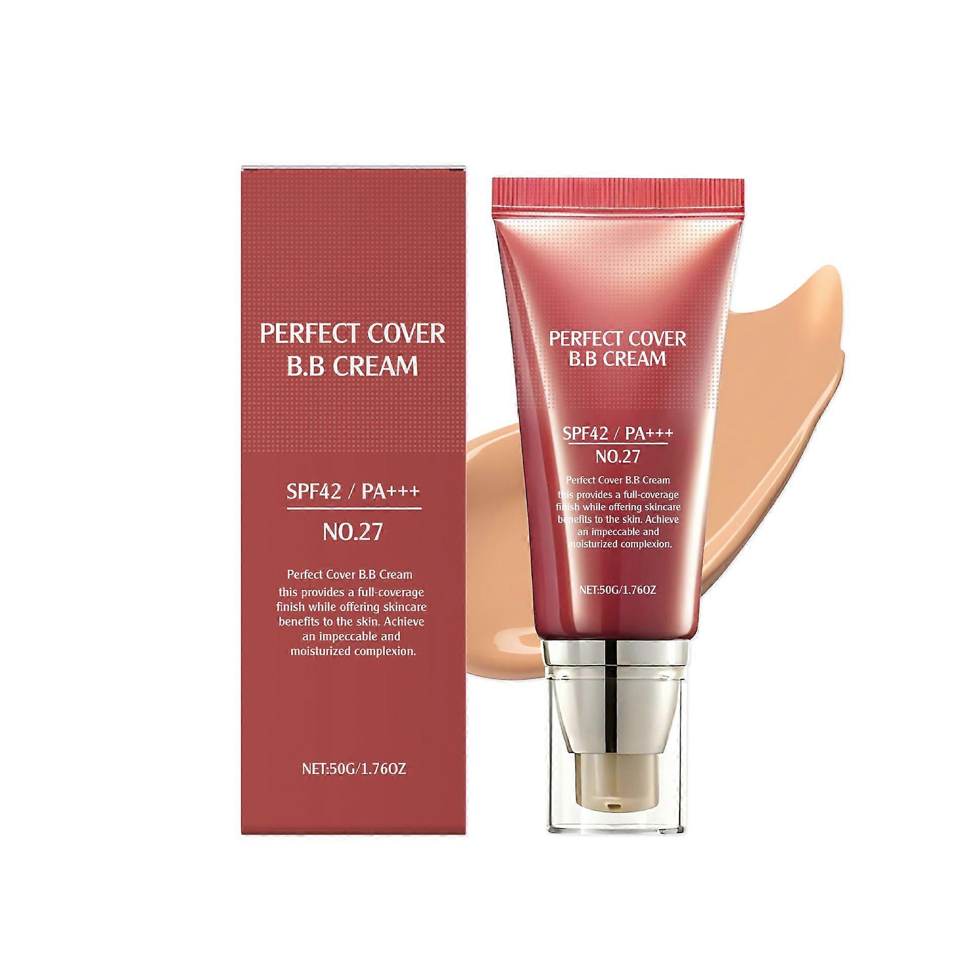 Perfect Cover BB Cream No.27 Natural Beige -Light/Medium with Cool/Neutral Undertone SPF 42 PA +++ Tinted Moisturizer for face with SPF