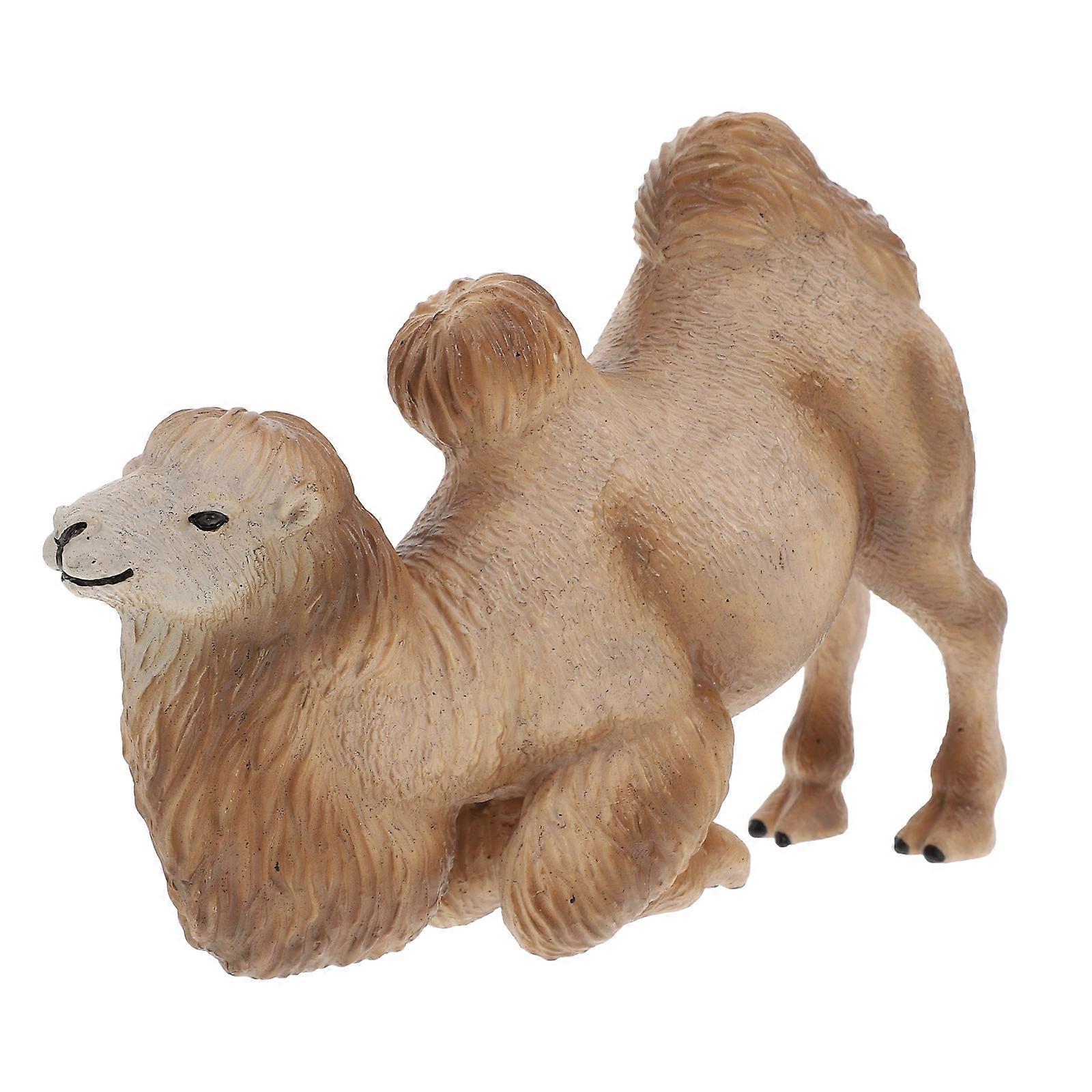 Beige Camel Figurine Artificial Home Decor Ornament 2Pcs Plastic Model