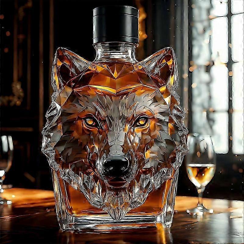 Μοναδική γυάλινη καράφα Whiskey Wolf Head, ιδανική για δώρα διακόσμησης Home Bar μπουκαλιών ουίσκι