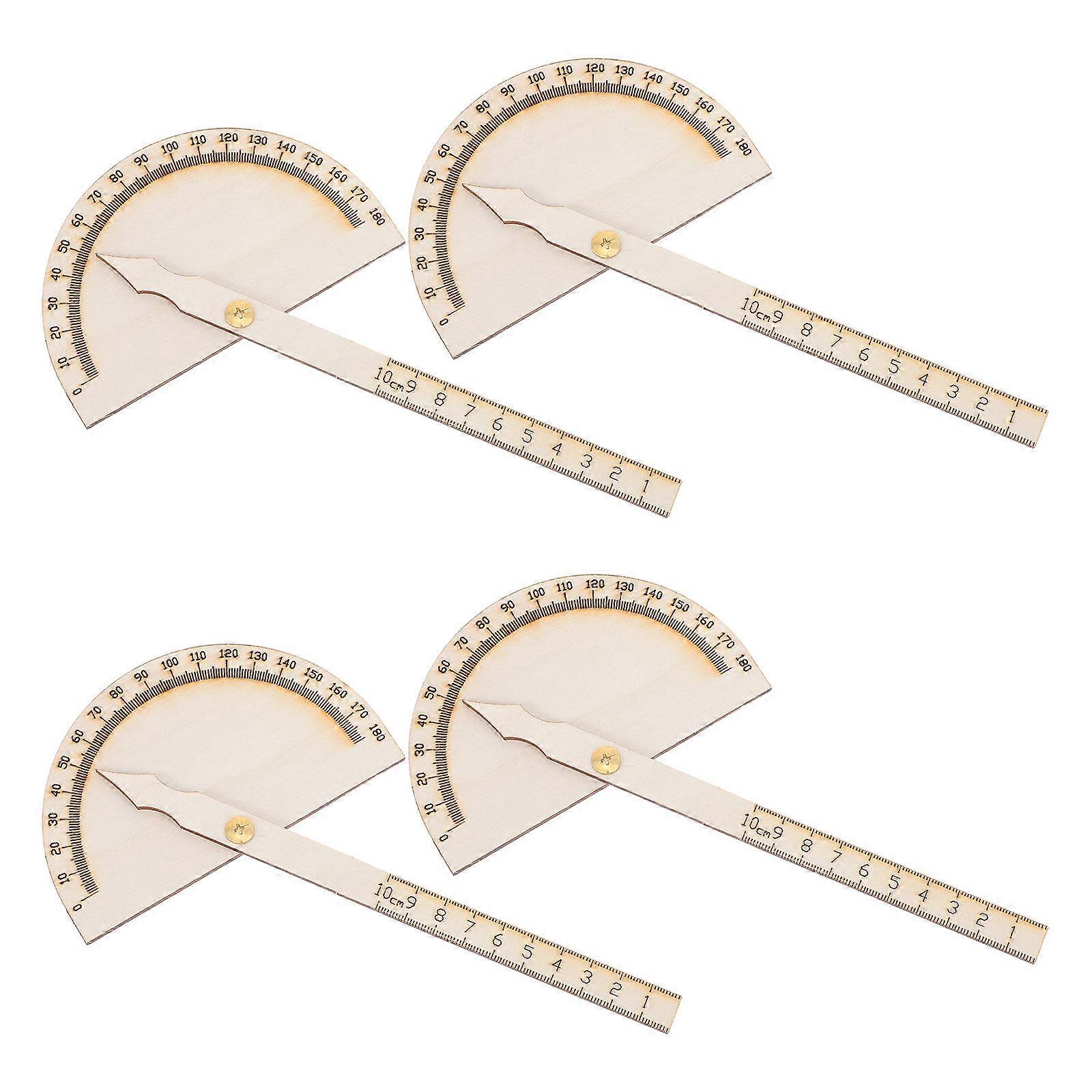 Technology Making Tool DIY Wooden Protractor for Teaching Use 4Pcs Pack