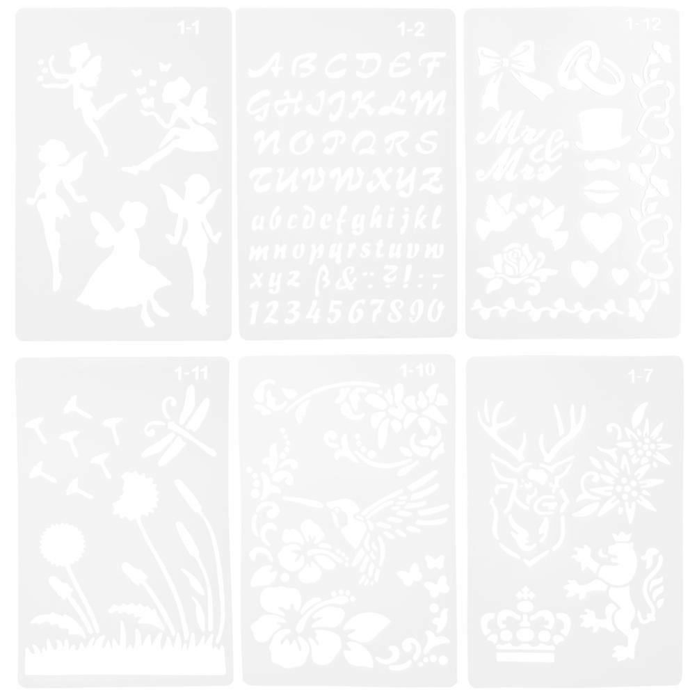 Plastic Template Drawing Stencil 12 Pcs For Children DIY Educational Toys In Transparent Material Size 24.6*16cm