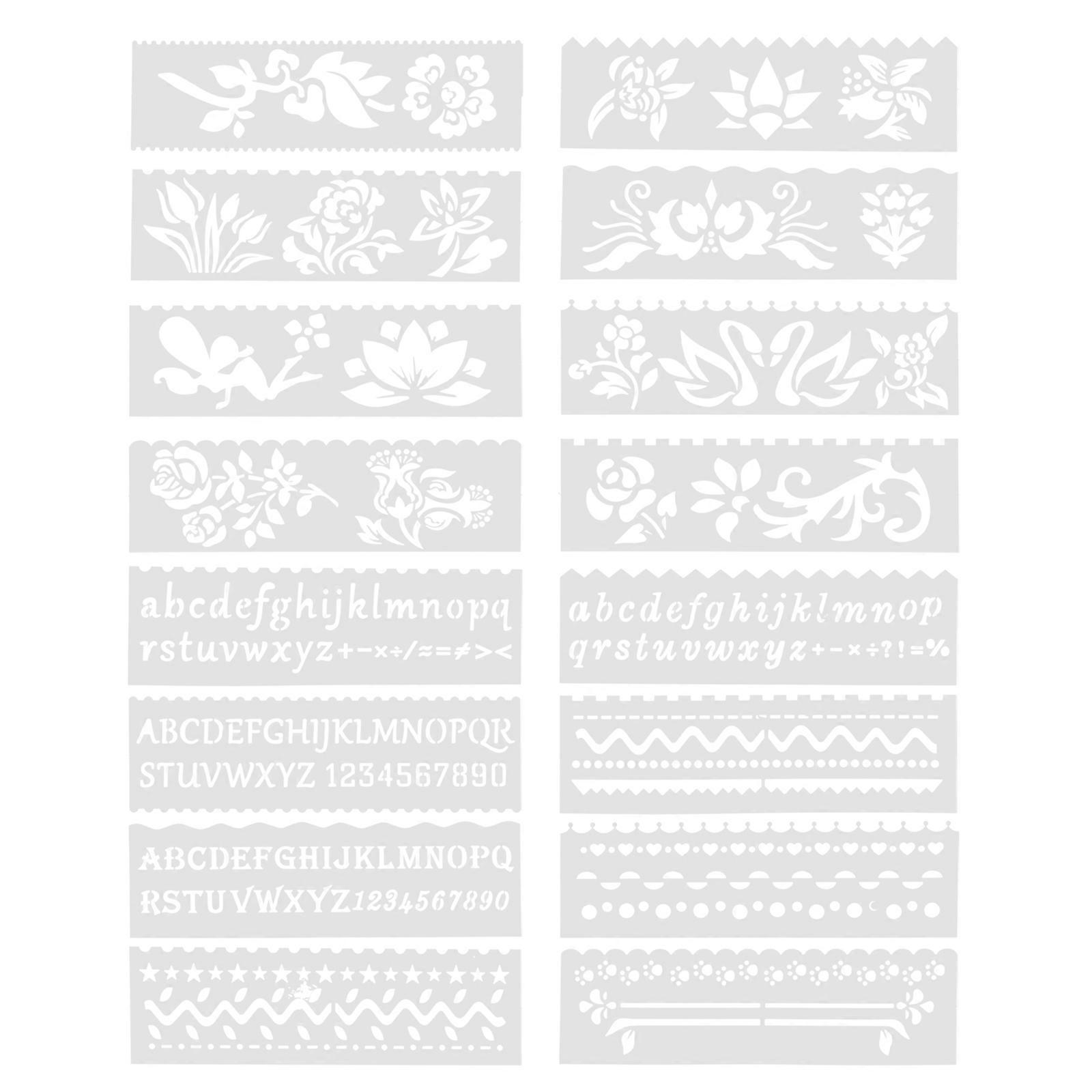 Plastic DIY Painting Stencils for Wall Art 6Pcs Hollow-Out Drawing Templates