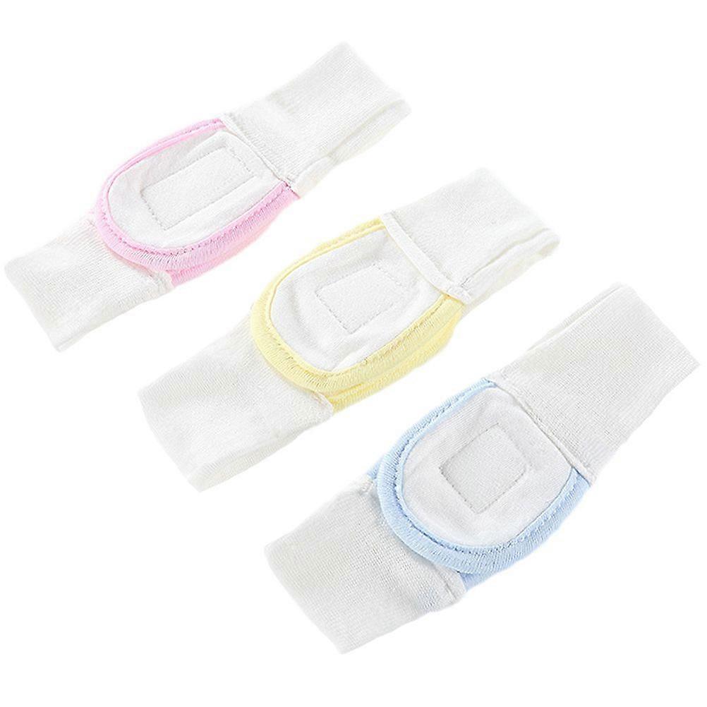 3pcs Cotton Infant Baby Diaper Fixing Tape Adjustable Convenient Reusable Diaper Fixed Belt (Blue/Yellow/Pink, Each Color 1pc)