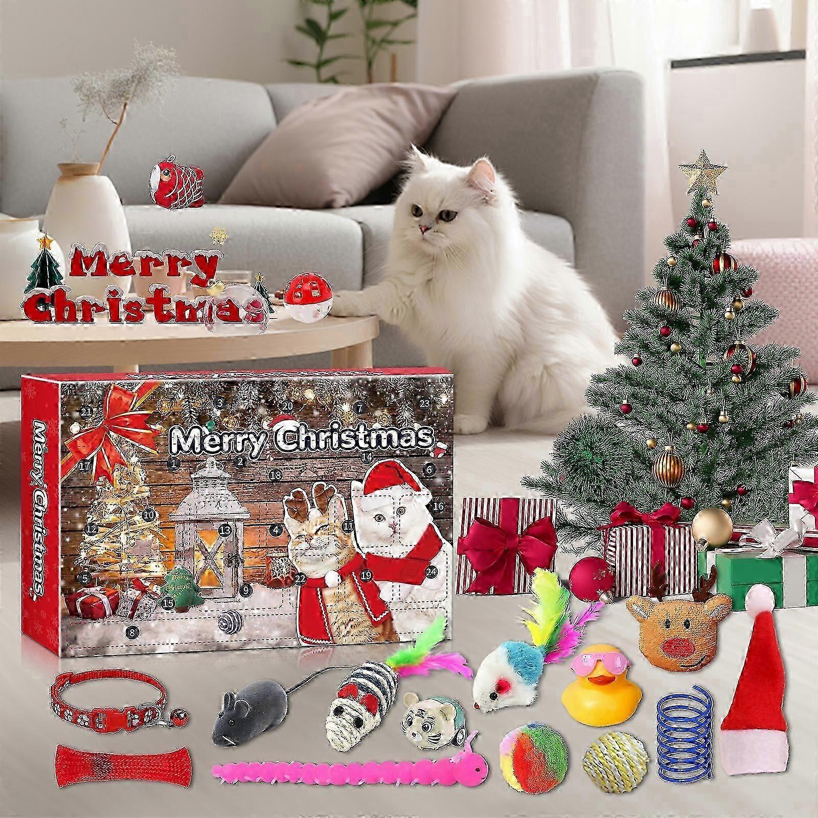 2025 christmas Cat Advent Calendar, 24 PCS Calendar for Cats, Cat Toy Advent Calendar, Christmas Cat Blind Box