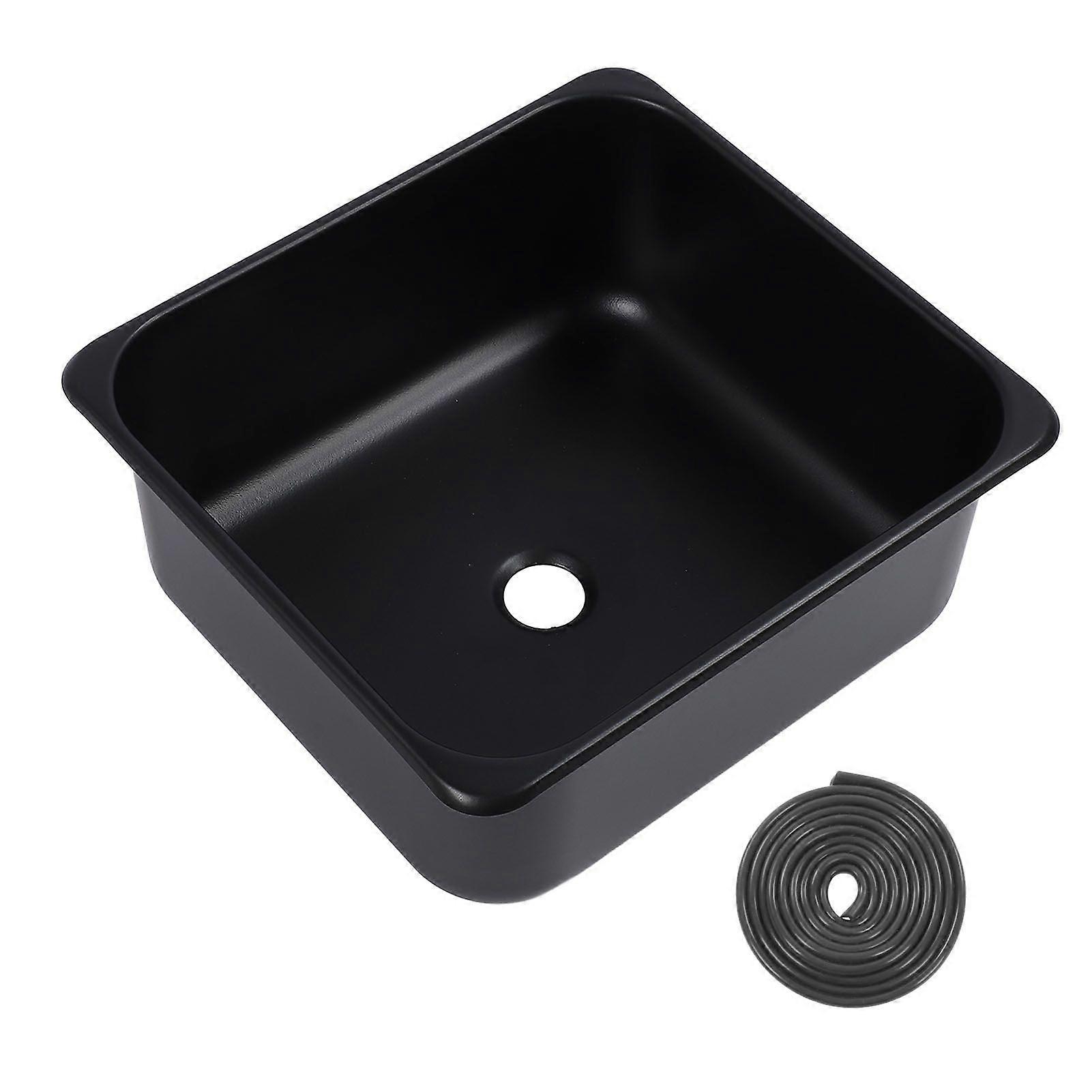 Køkkenvask til campingvogn, 304 rustfrit stål, 33,8 x 30,8 x 14,4 cm, enkelt vask med 40 mm afløb til campingvogn, båd, autocamper, lastbil