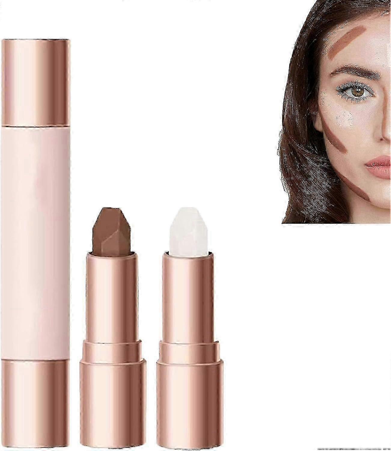 No Limits Cream Bronzer Stick, 2 In 1 Cream Bronzer And Highlighter Stick, Face Brighten Stick, Double Head Cream Bronzer