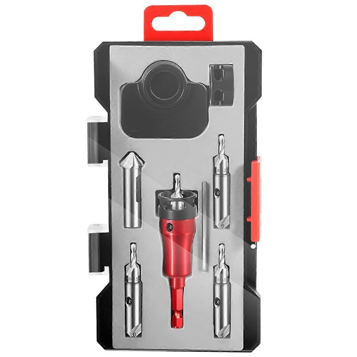 Multifunction Countersink Drill Bit Set with Adjustable Depth Stop Converts to 45Degree Chamfer Cutter Dual Sided 8/10mm