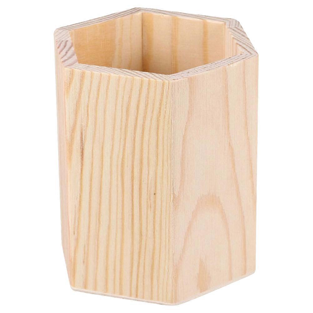 Blank Pen Container 4Pcs Hexagonal Brush Pot For Office Supplies Desktop Organizer Khaki Storage