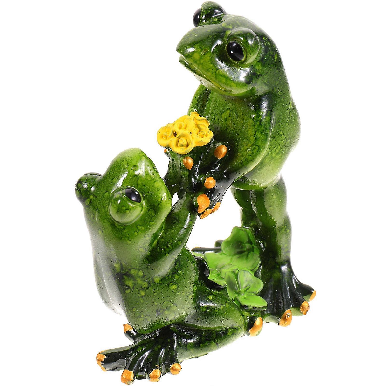 3Pcs Frog Sculpture Garden Statues Made Of Resin For Desktop Countertop Lawn Decoration With Cartoon Style Design And Fun Shape