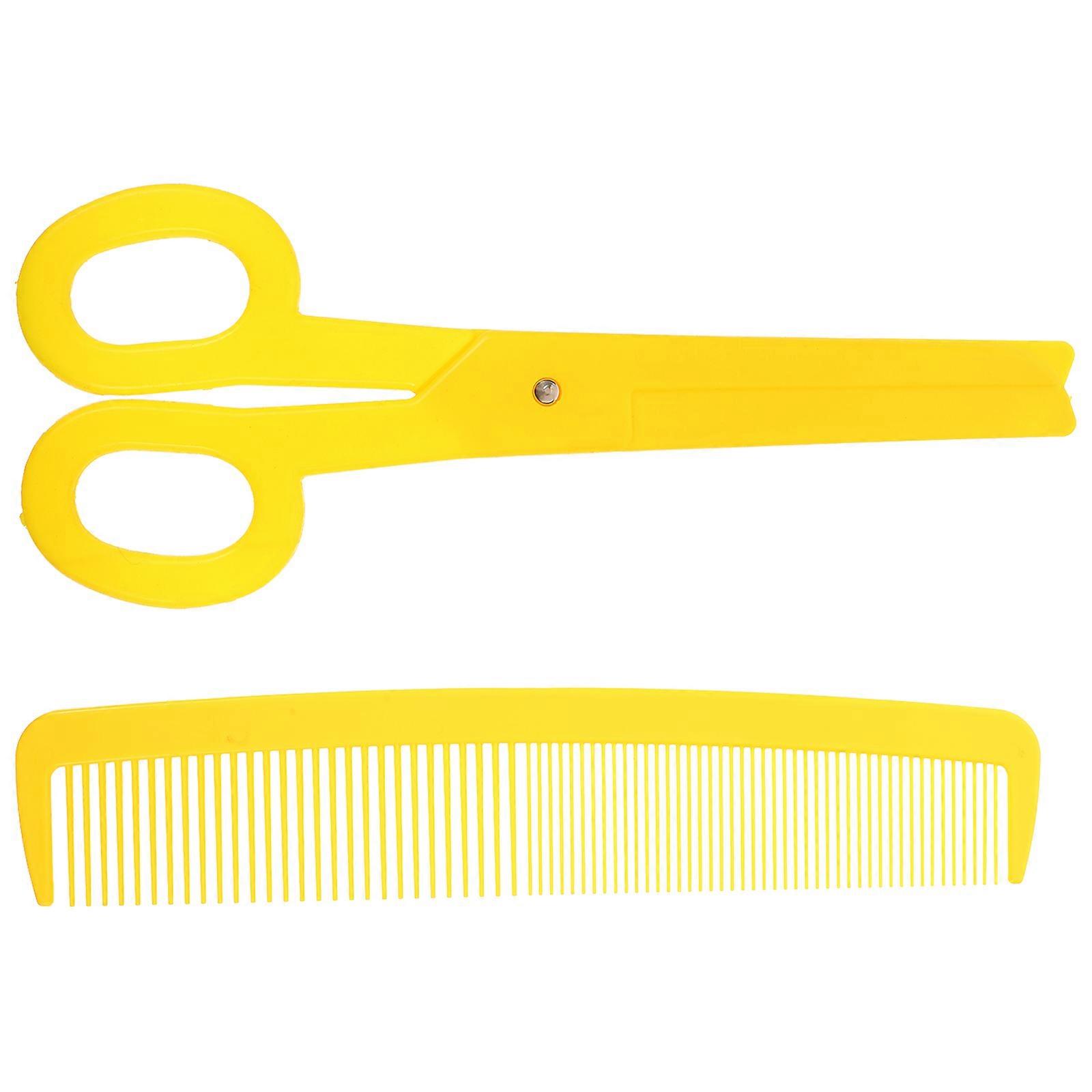 Carnival Giant Clown Scissors Comb for Party 2Pcs Yellow Plastic Props