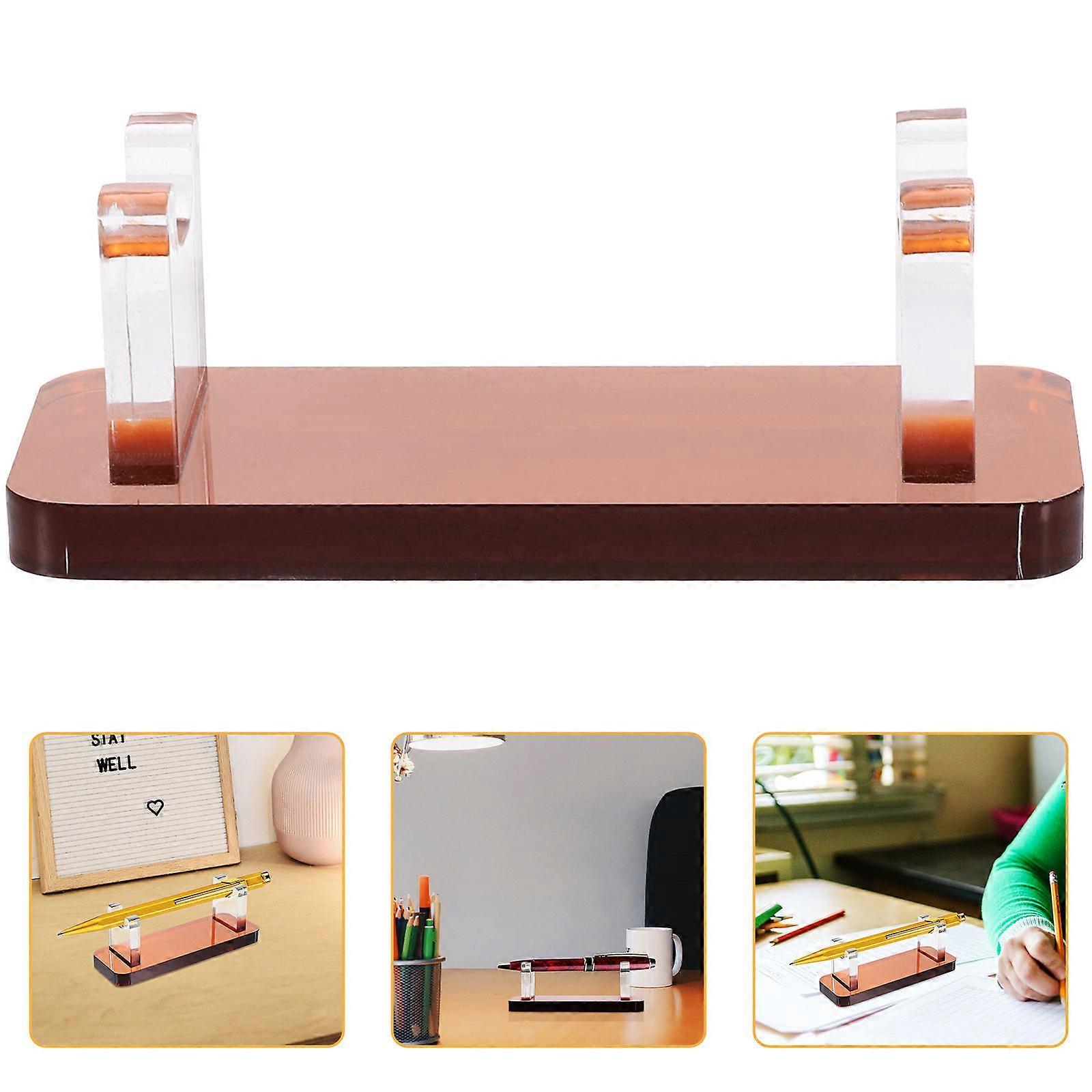 Square Acrylic Pen Display Stand Suitable For School And Nail Salon Use In Red Color With Pen Storage Function 2Pcs