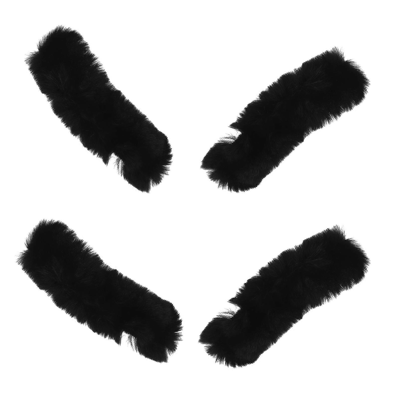 Black Plush Heel Strap Detachable for Winter Warmth Replacement 16 Pieces